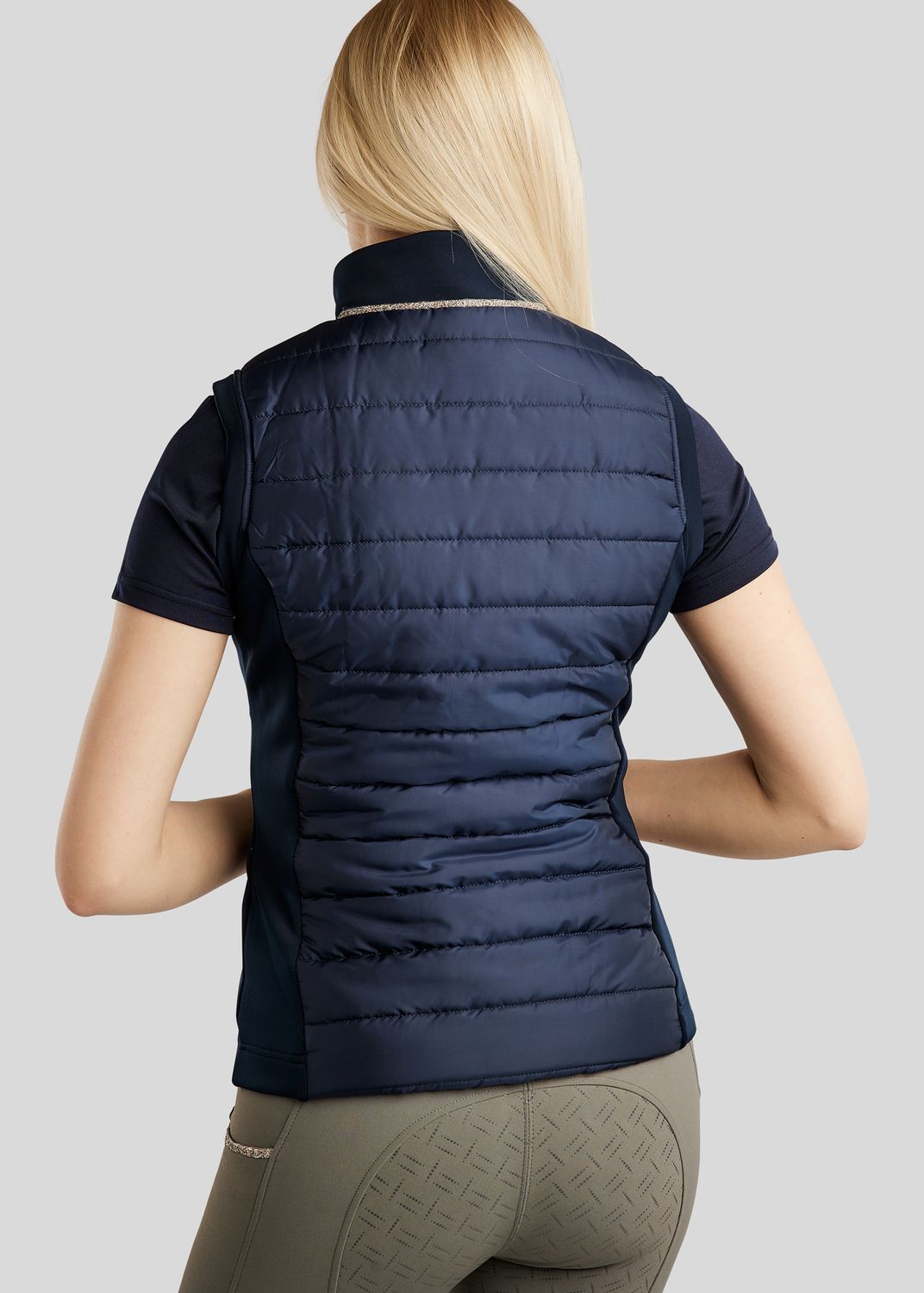 MoLila Hybrid Bodywarmer w. Champagne Crystal Tape and Crystals - Navy
