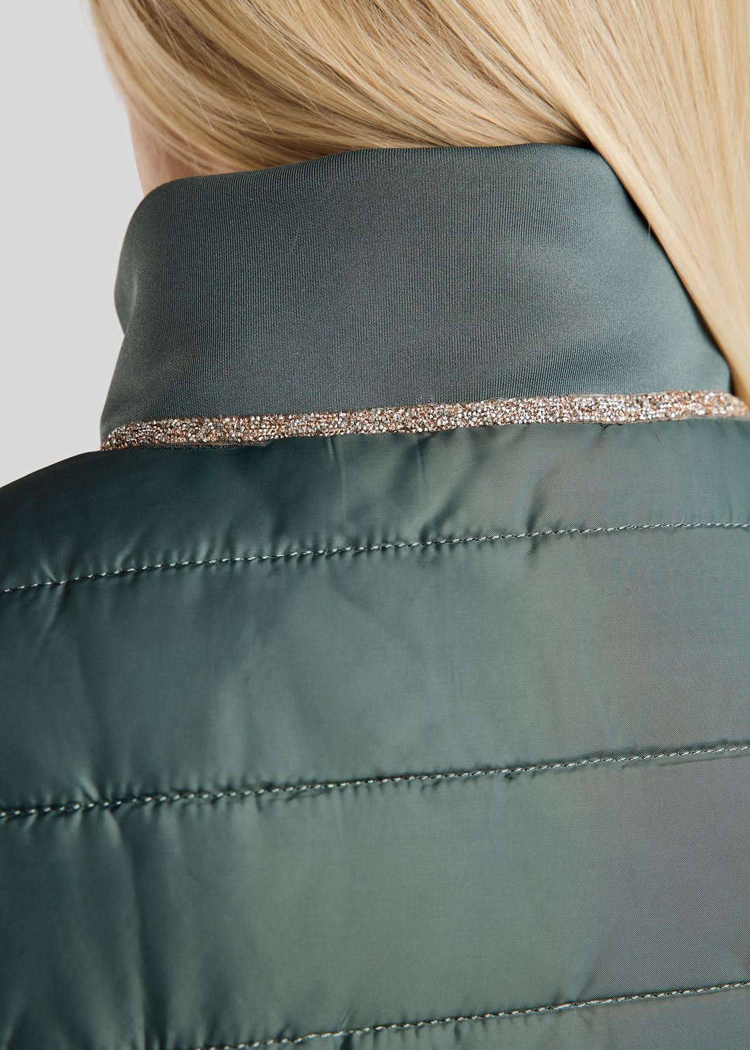 MoLila Hybrid Bodywarmer w. Champagne Crystal Tape and Crystals - Jade