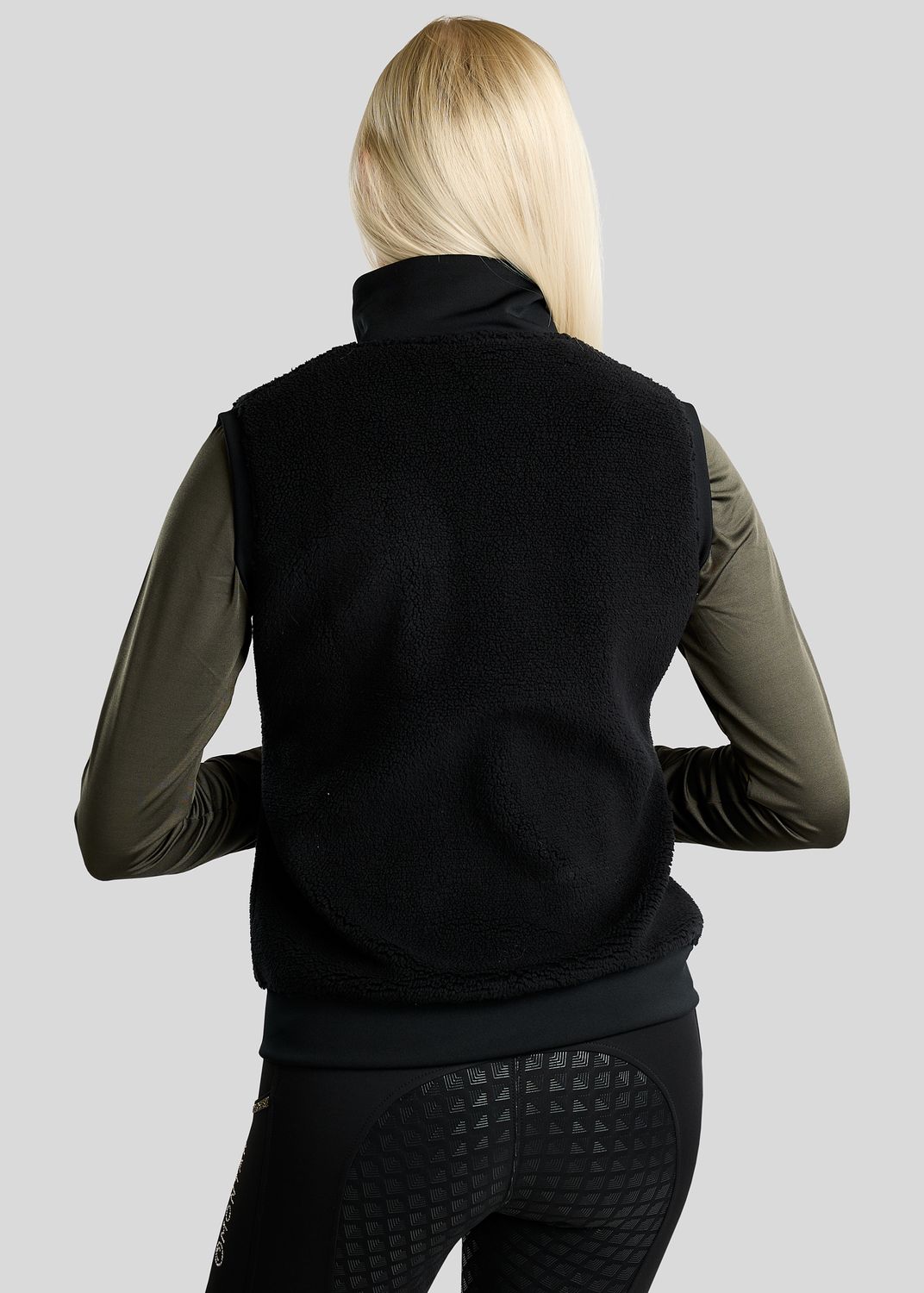MoEbba Teddy Pile Full Zip Bodywarmer w. Golden Quartz Crystal Tape - Black 