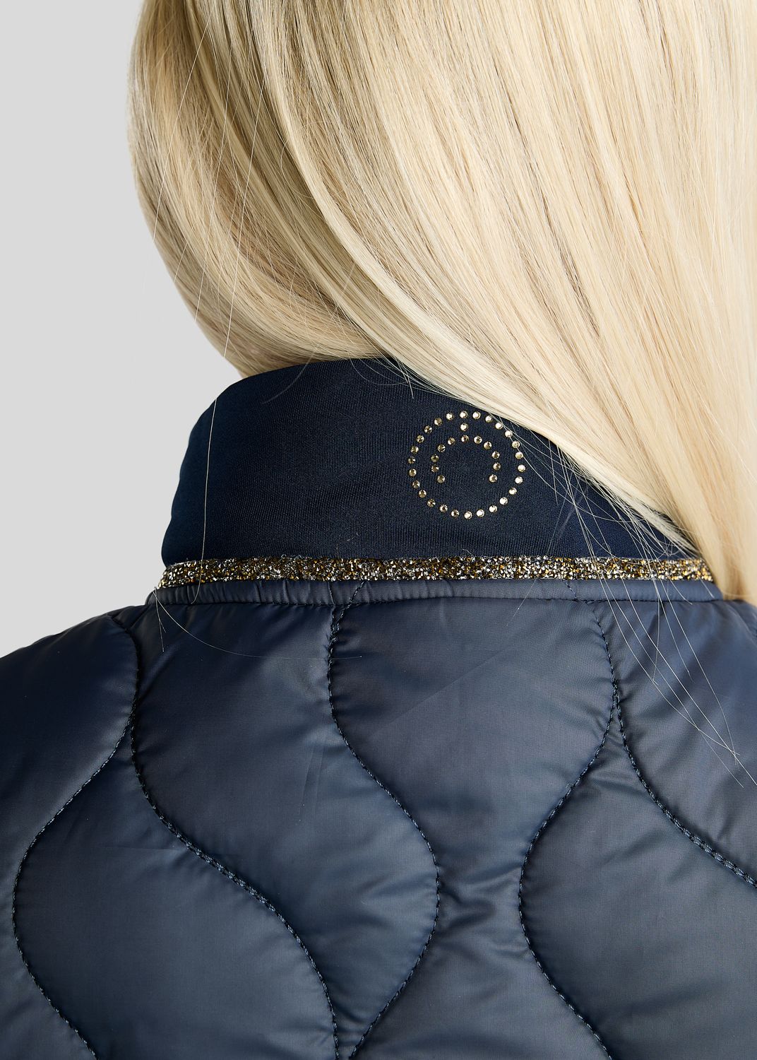 MoVeronica Hybrid Bodywarmer w. Golden Quartz Crystal Tape and Crystals - Navy 