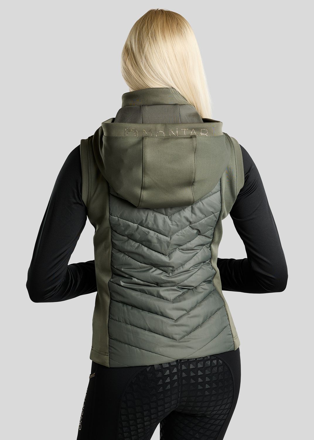 MoEverline Hybrid Bodywarmer w. Detachable Hood and Golden Quartz Crystsals - Forest Green 