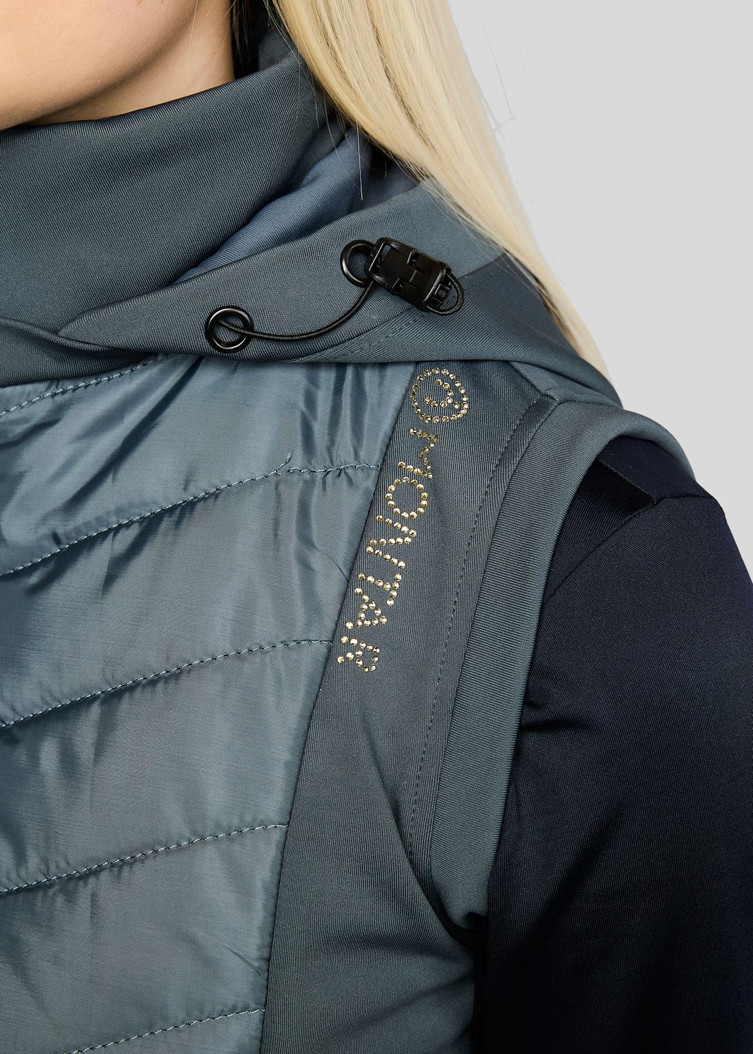 MoEverline Hybrid Bodywarmer w. Detachable Hood and Golden Quartz Crystsals - Dark Slate 
