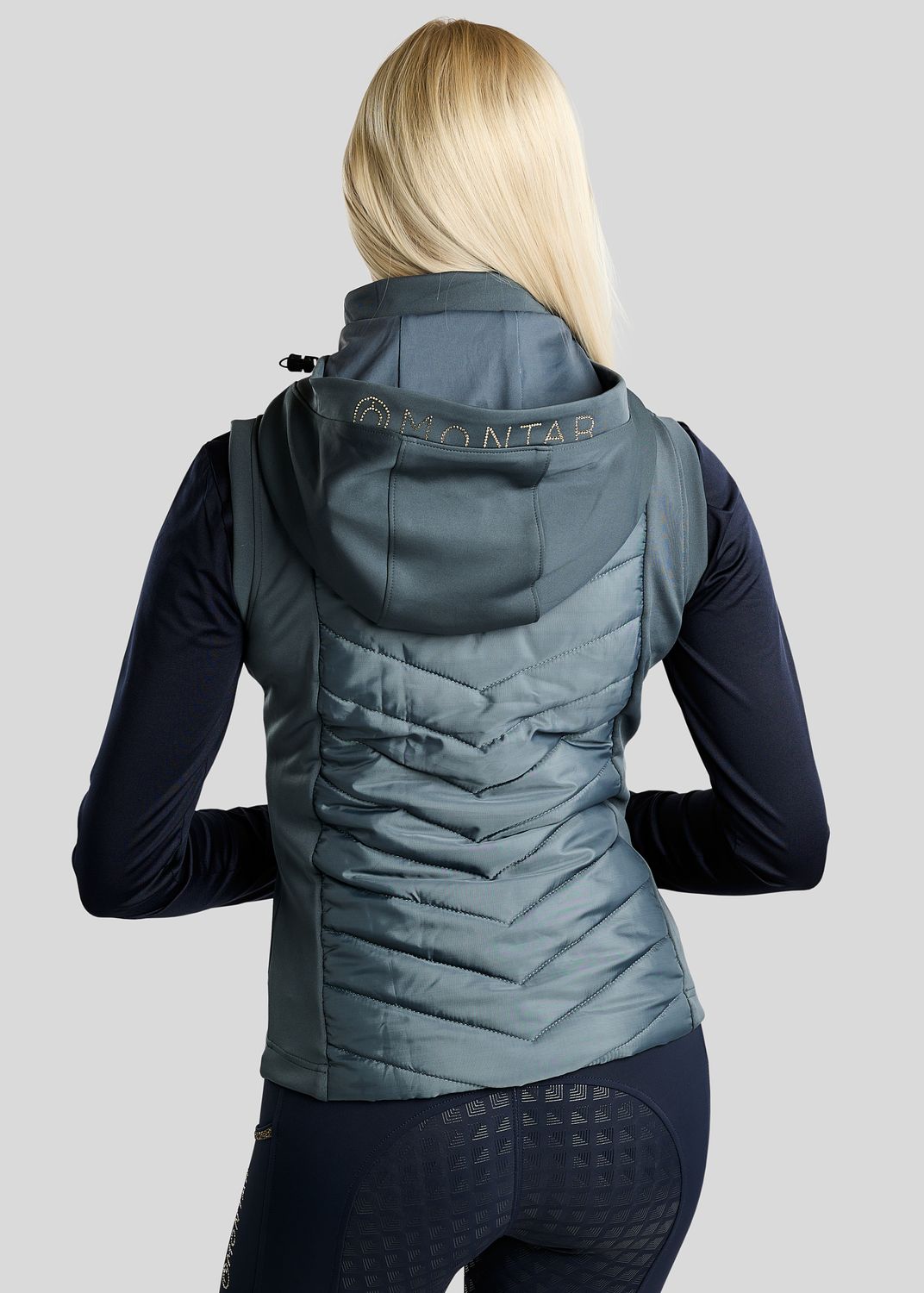 MoEverline Hybrid Bodywarmer w. Detachable Hood and Golden Quartz Crystsals - Dark Slate 