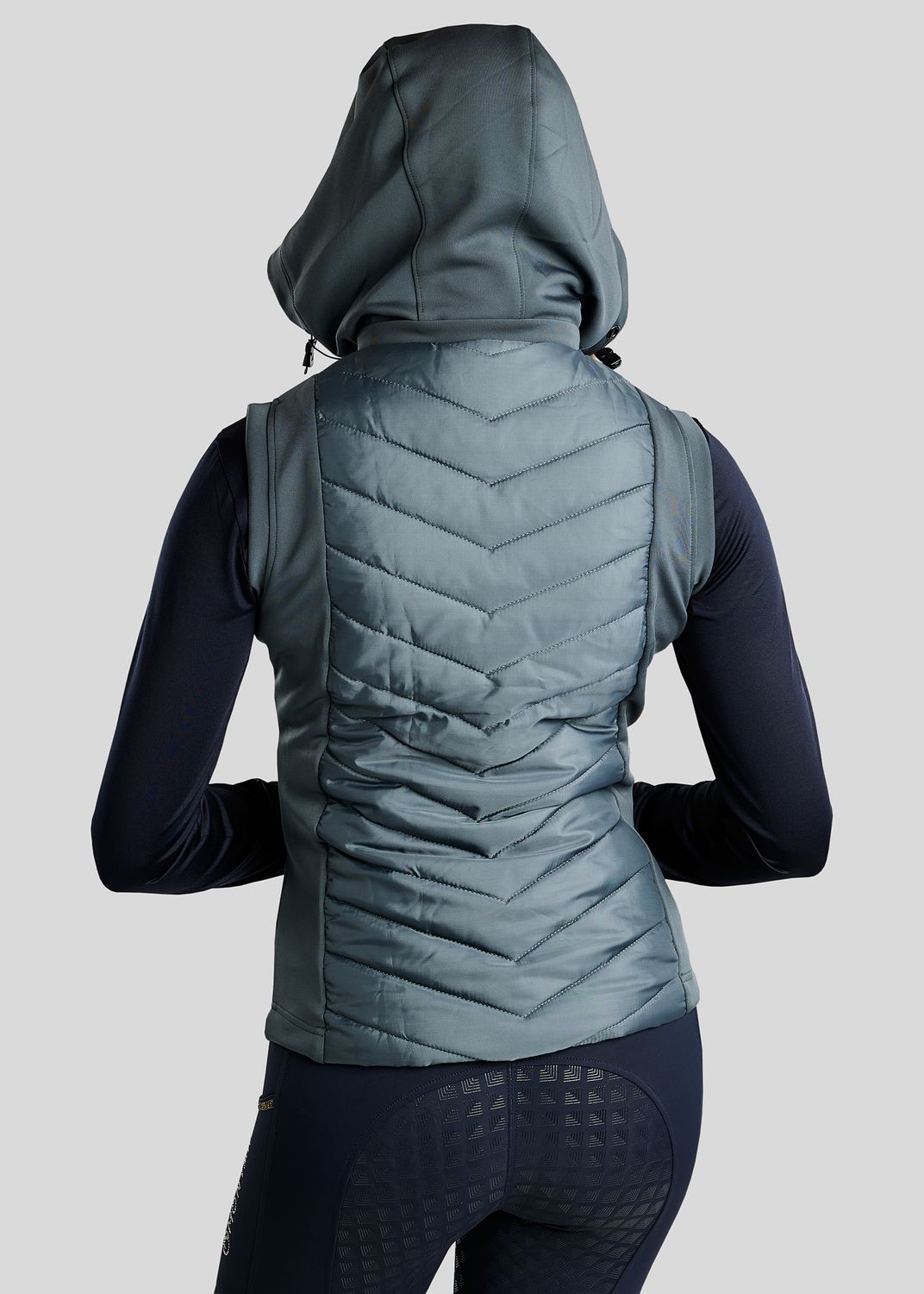 MoEverline Hybrid Bodywarmer w. Detachable Hood and Golden Quartz Crystsals - Dark Slate 