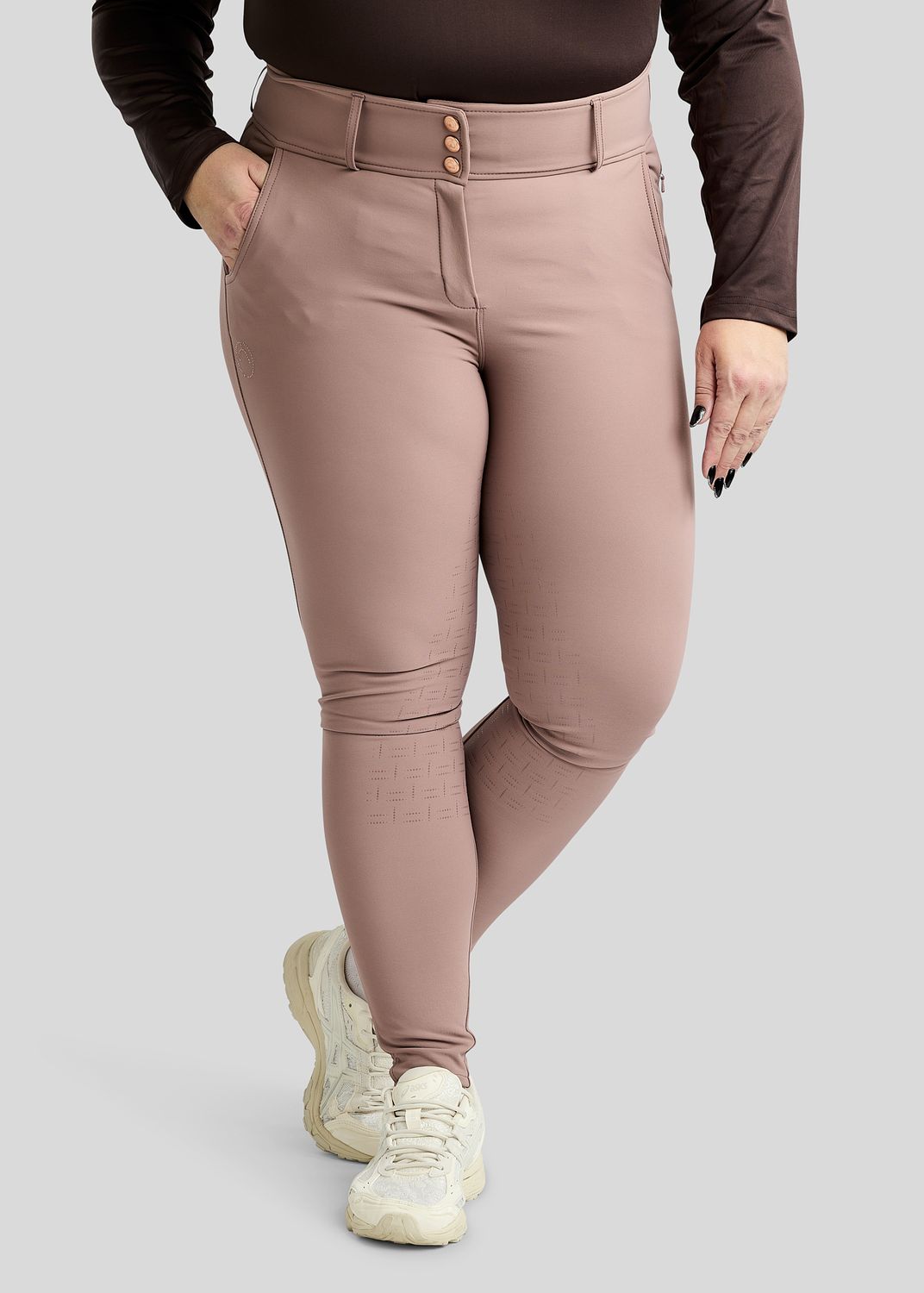 CURVE Briella Breeches w. Rosegold Crystals - Fullgrip, Dusty Rose 