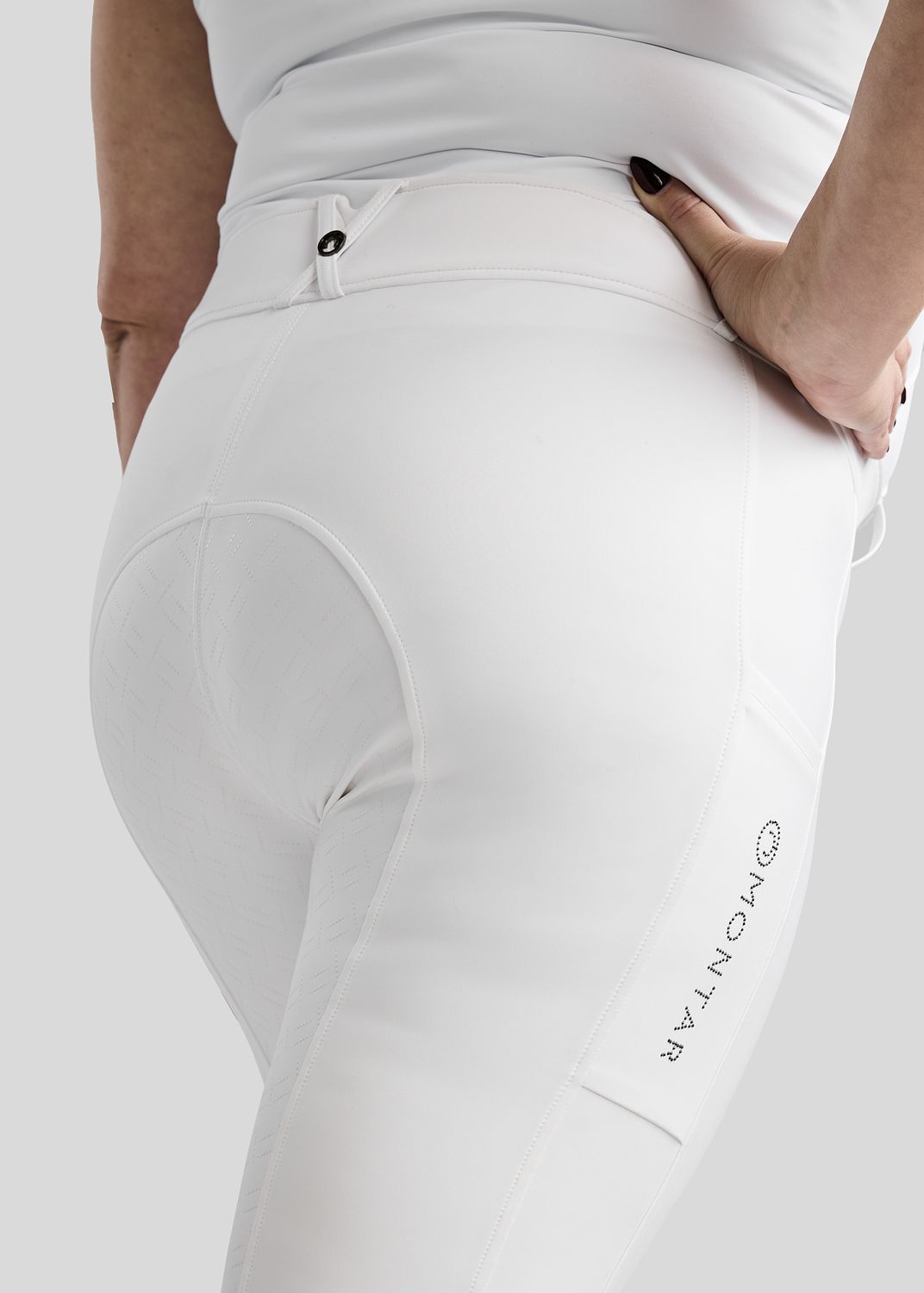 CURVE MoFlair Breeches w. Phone Pockets and Gun Metal Crystals - Fullgrip, White