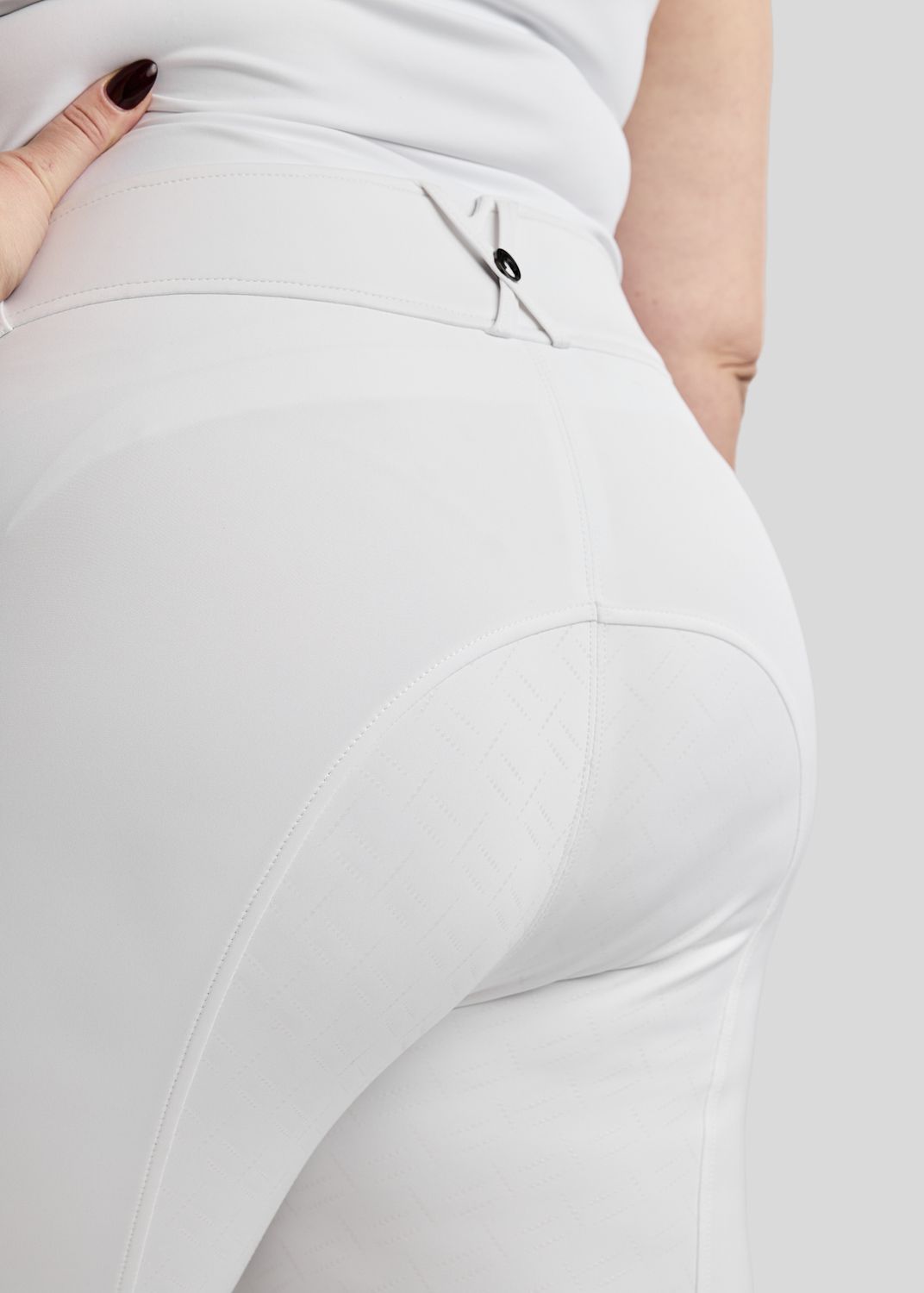 CURVE MoFlair Breeches w. Phone Pockets and Gun Metal Crystals - Fullgrip, White