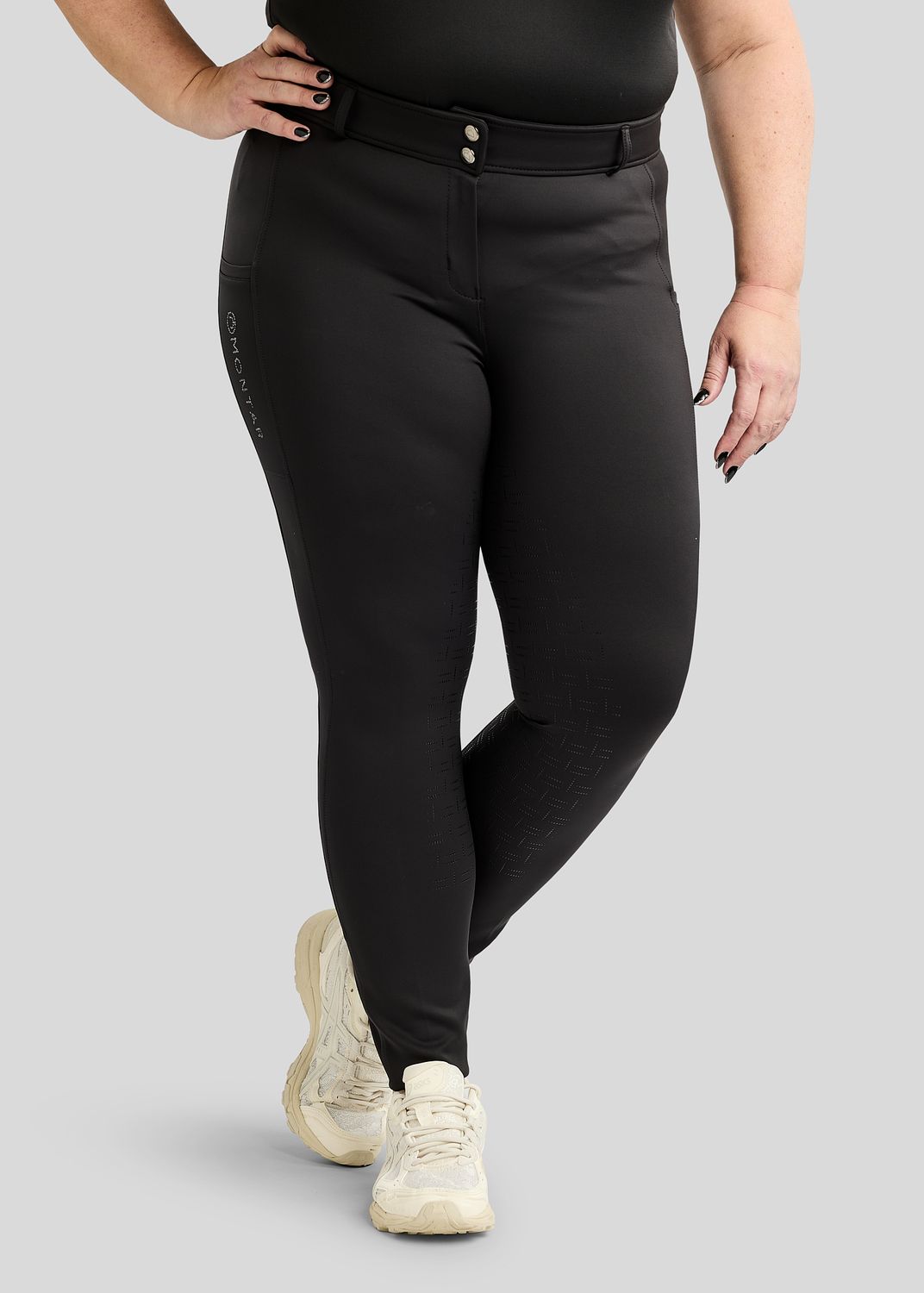 CURVE MoFlair Breeches w. Phone Pockets and Gun Metal Crystals - Fullgrip, Black