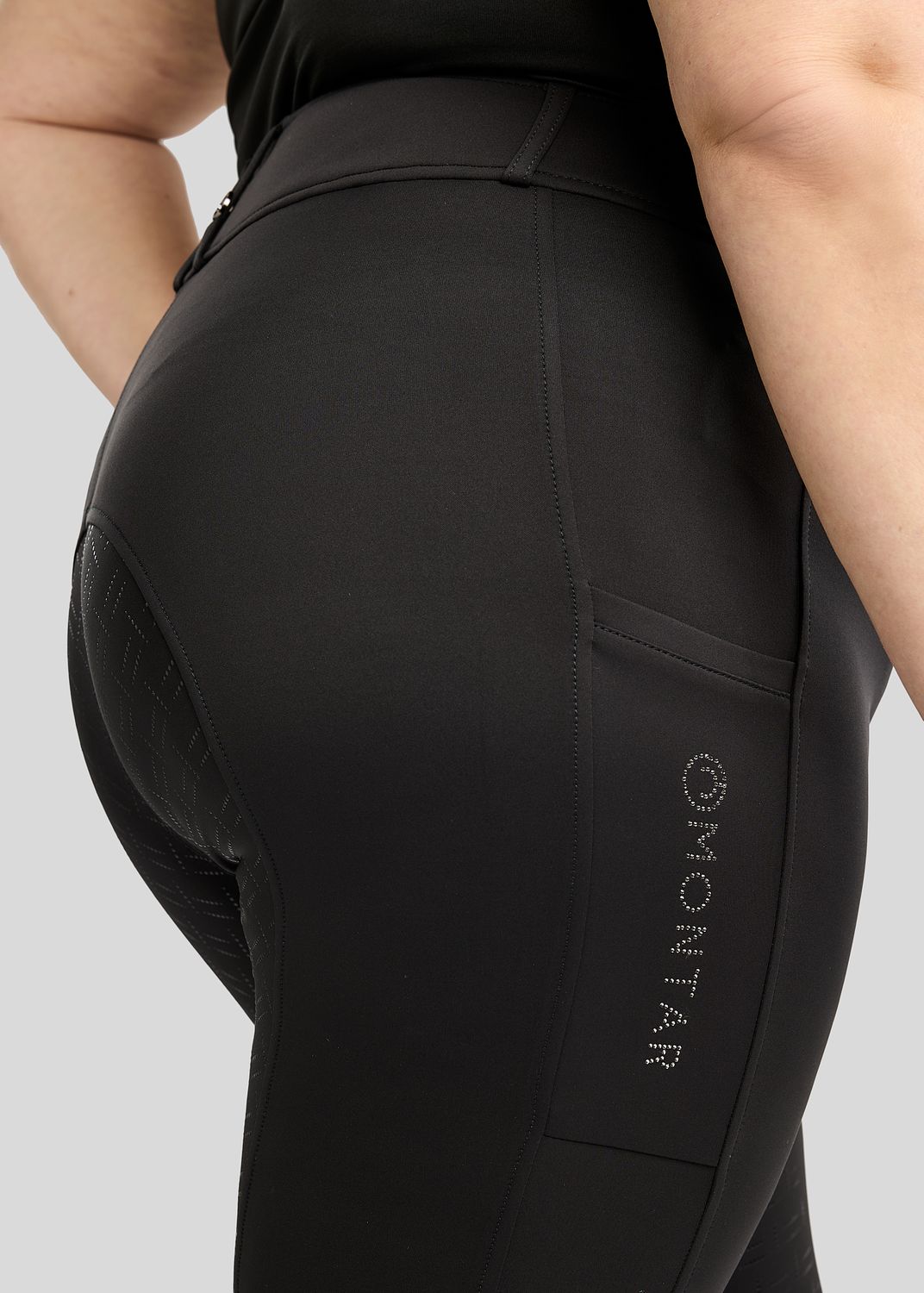 CURVE MoFlair Breeches w. Phone Pockets and Gun Metal Crystals - Fullgrip, Black