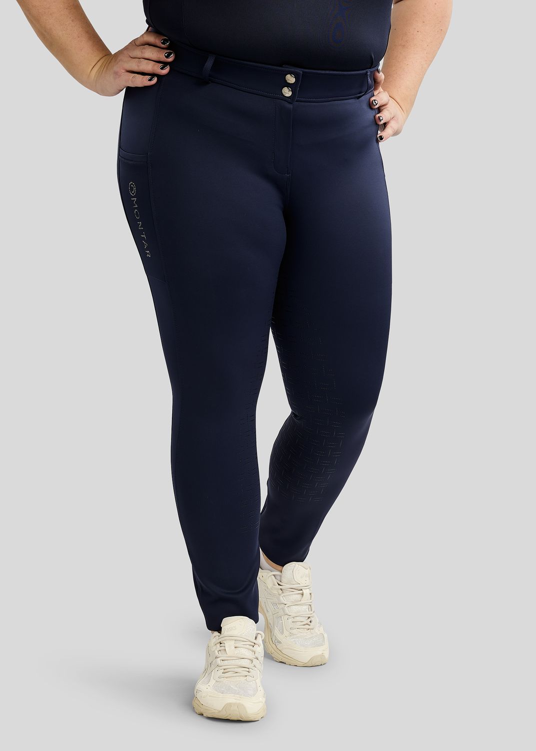 CURVE MoFlair Breeches w. Phone Pockets and Gun Metal Crystals - Fullgrip, Navy