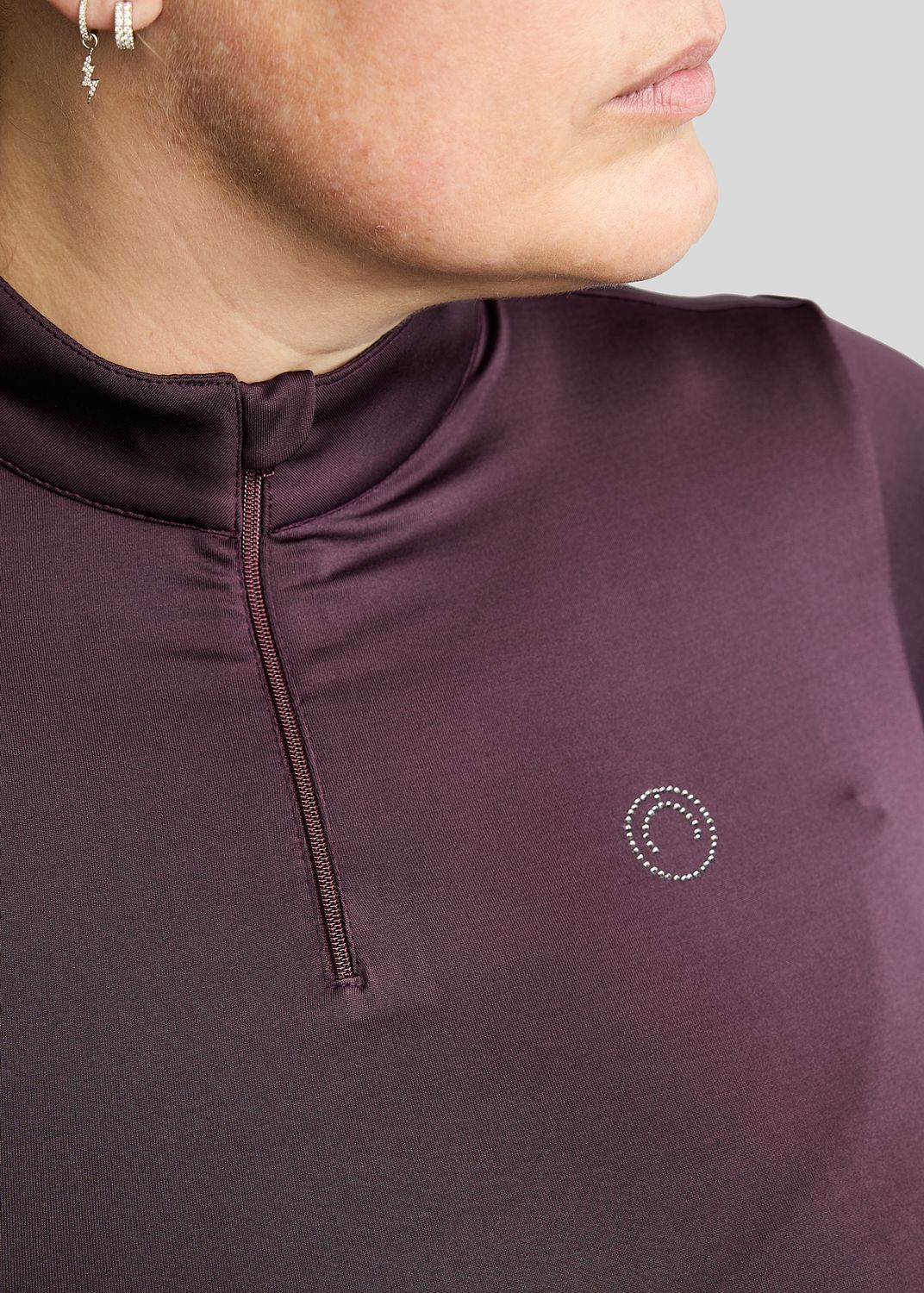 CURVE MoFlair Longsleeved Polo w. Gun Metal Crystals - Fig