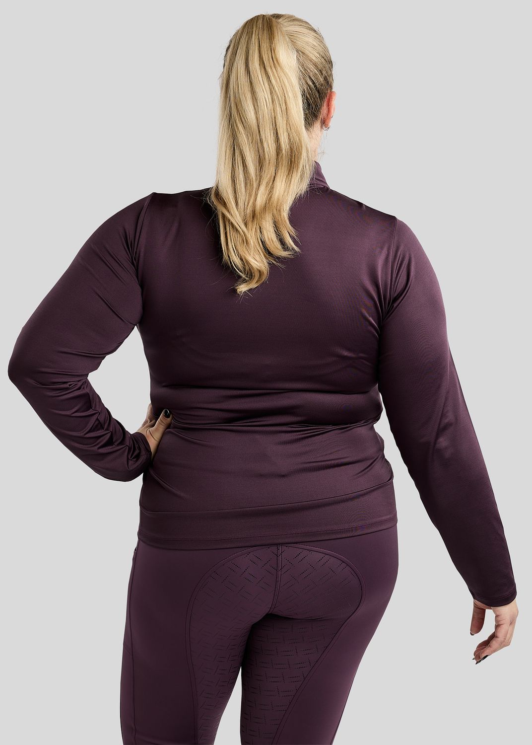 CURVE MoFlair Longsleeved Polo w. Gun Metal Crystals - Fig