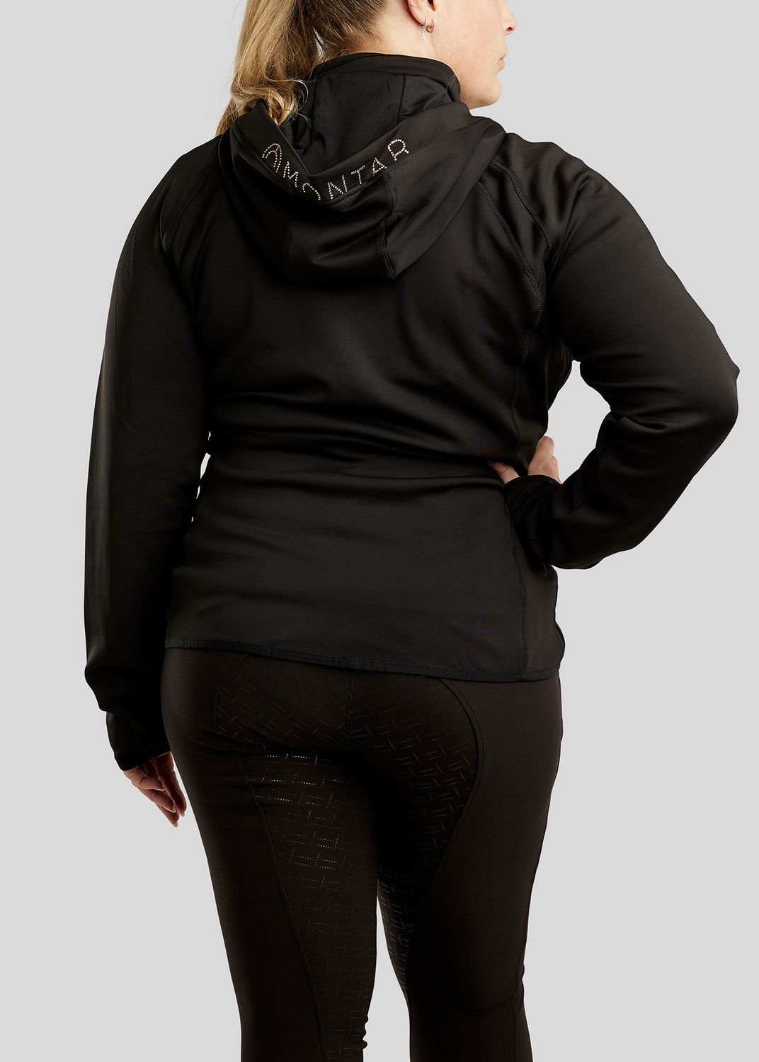 CURVE Liza Full Zip Hoodie w. Rosegold Crystals - Black 