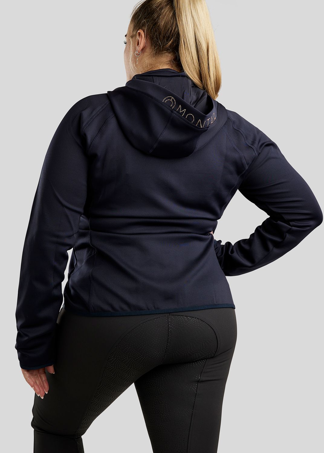 CURVE Liza Full Zip Hoodie w. Rosegold Crystals - Navy 