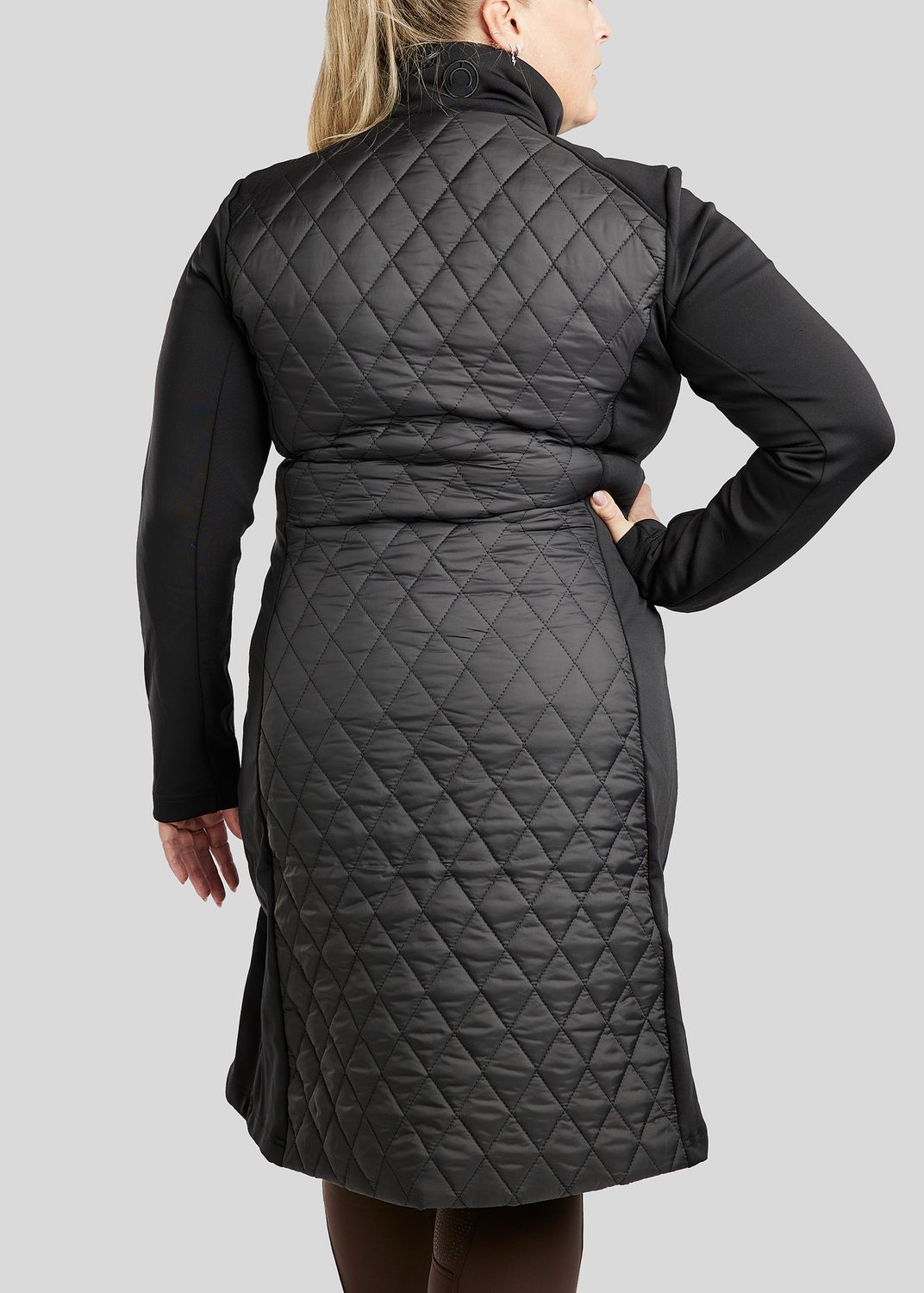 MoQuinn quilted hybrid long jacket black Curve