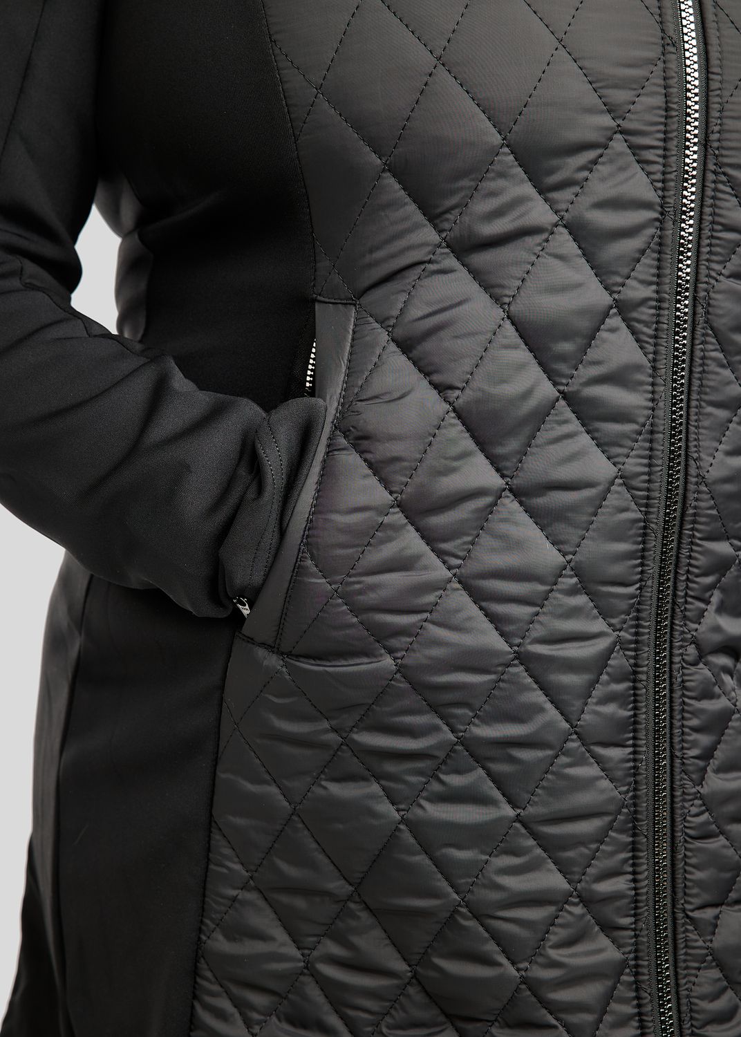 MoQuinn quilted hybrid long jacket black Curve