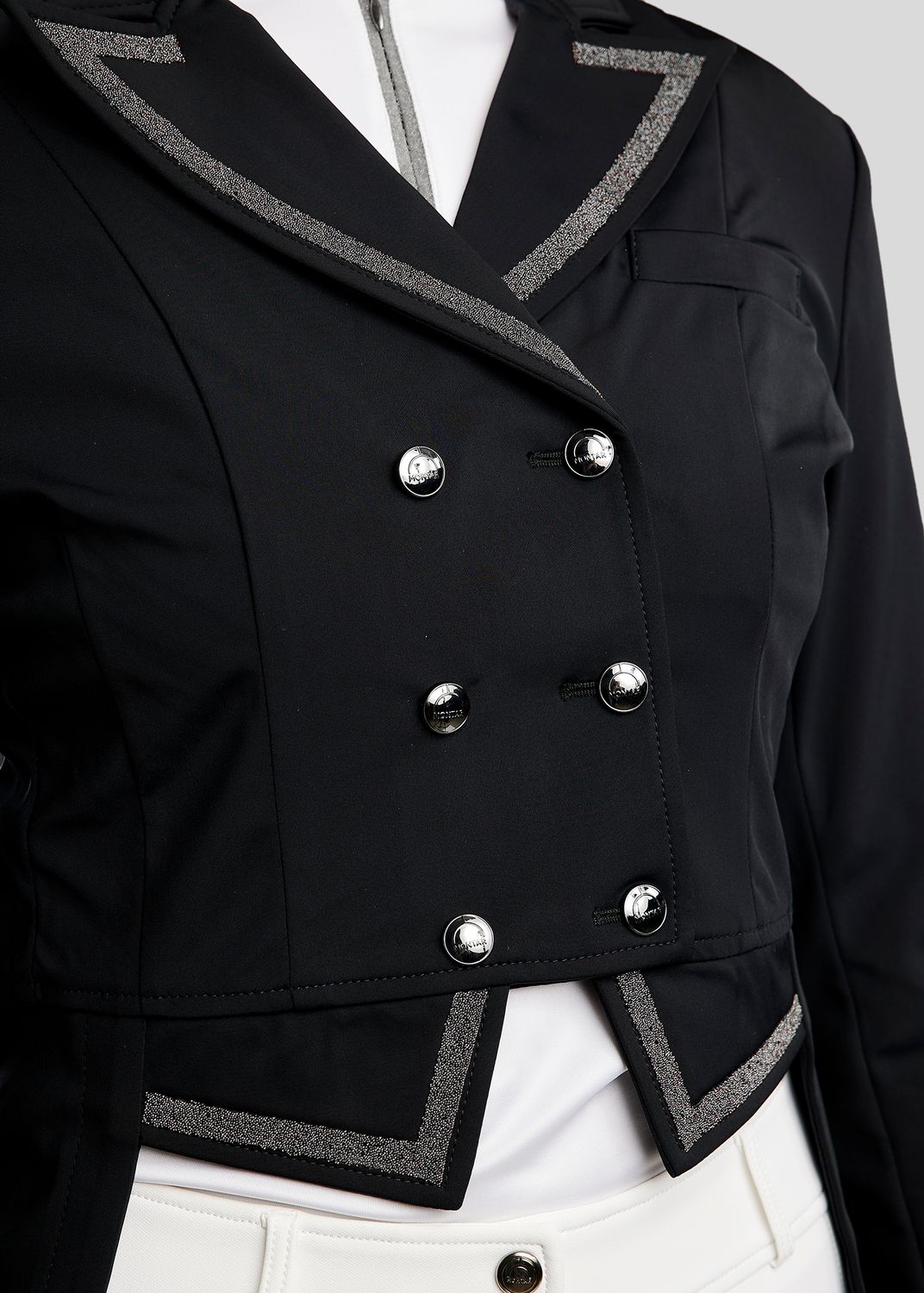 MoGloria Softshell Long Tailcoat w. Gun Metal Caviar Tape - Black 