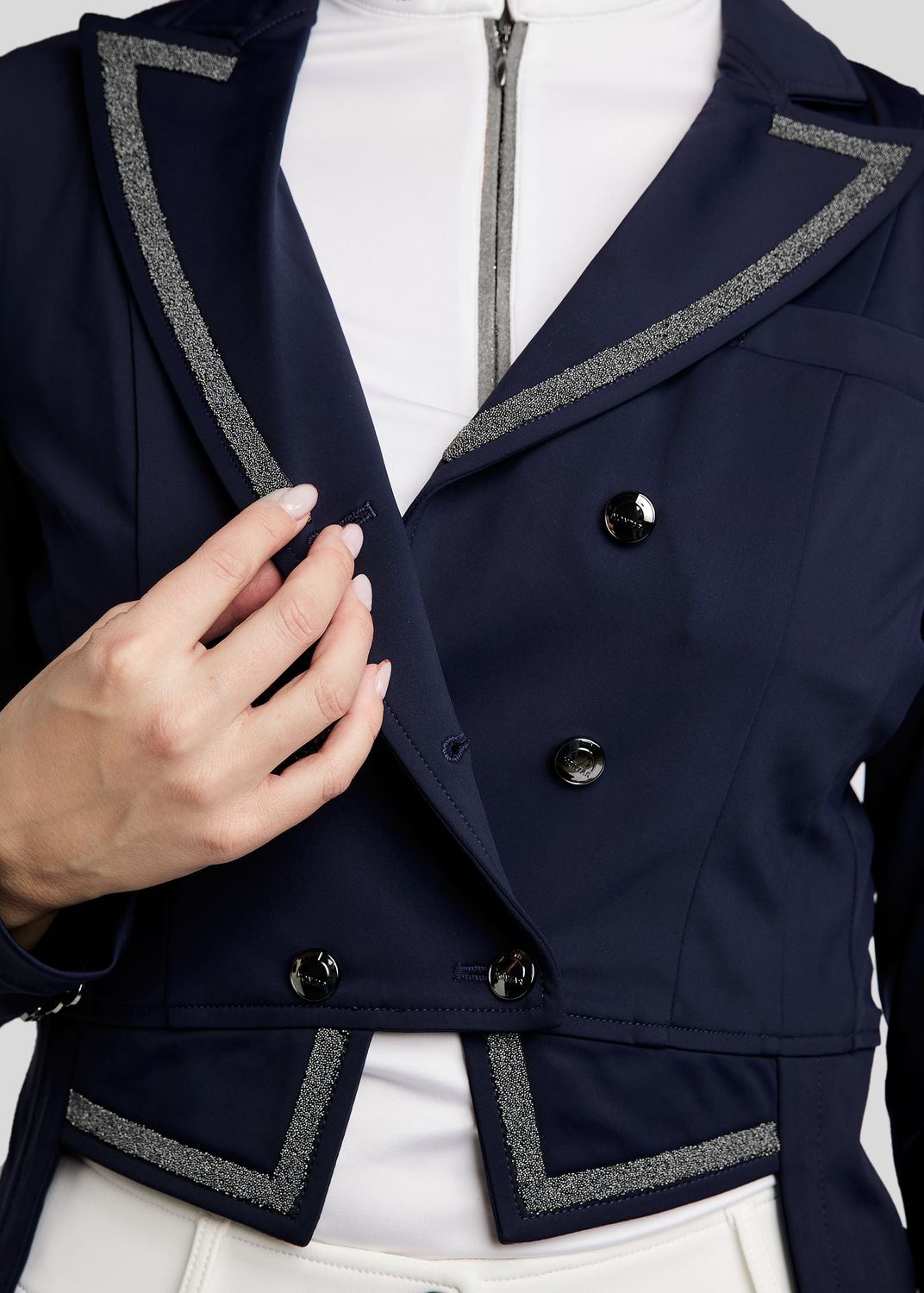 MoGloria Softshell Long Tailcoat w. Gun Metal Caviar Tape - Navy