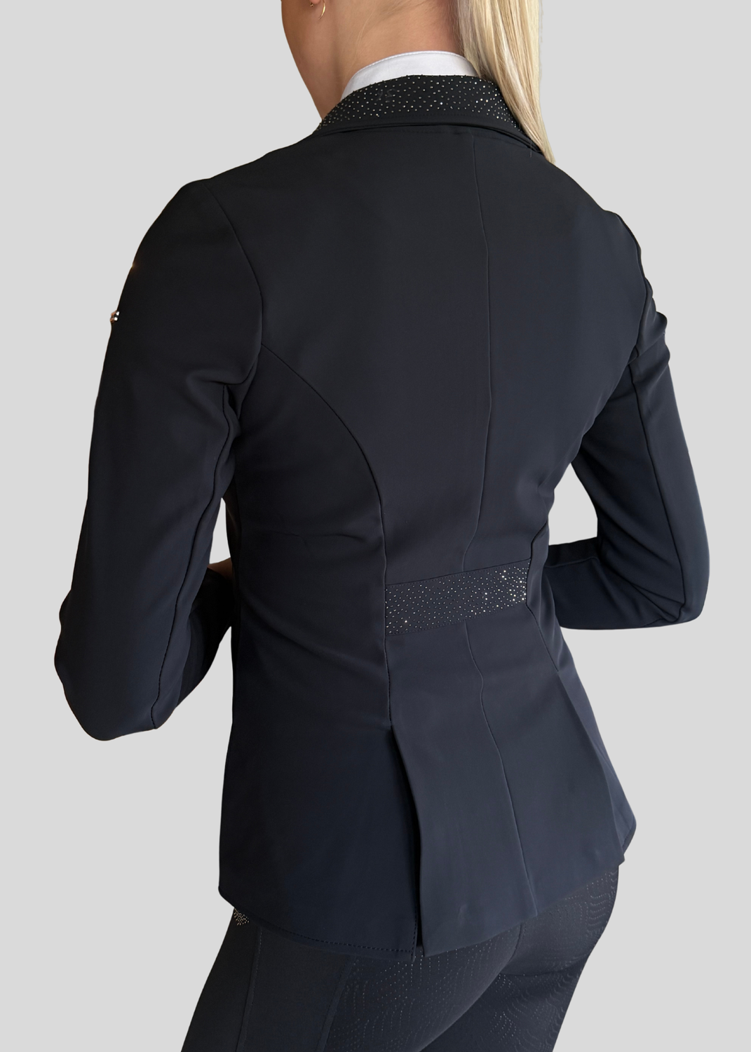 Black MoDarla Short tailcoat with Gunmetal crystals 
