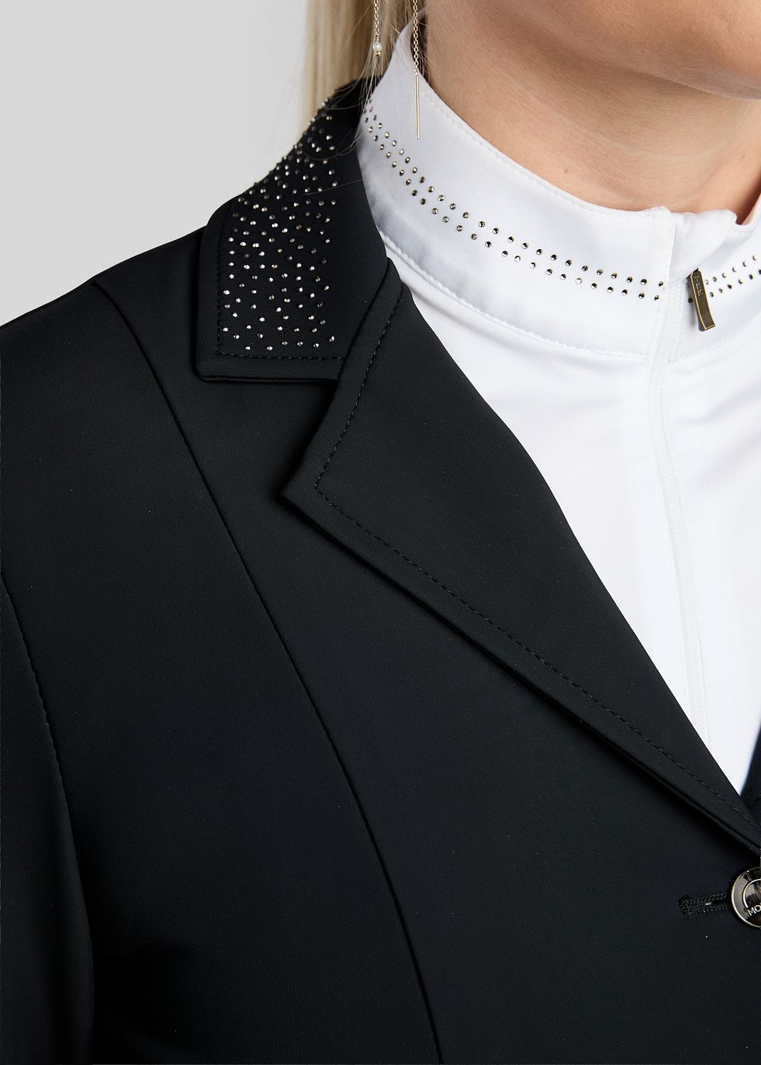 Black MoDarla Short tailcoat with Gunmetal crystals 
