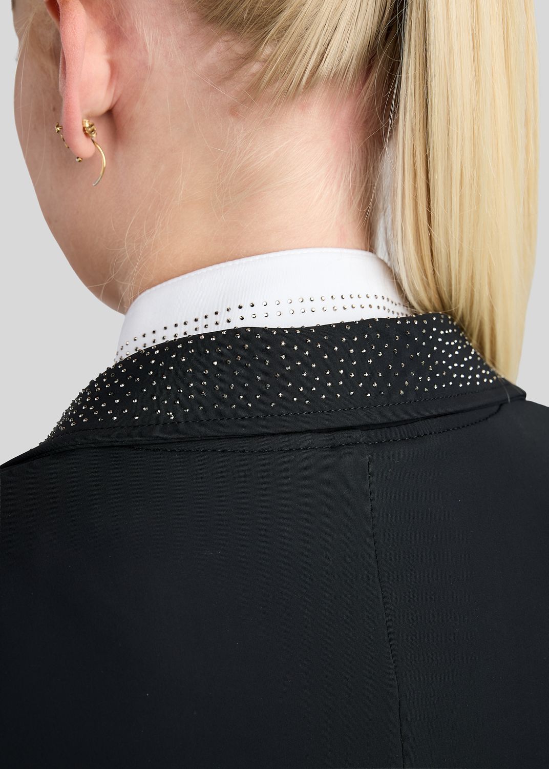 Black MoDarla Short tailcoat with Gunmetal crystals 