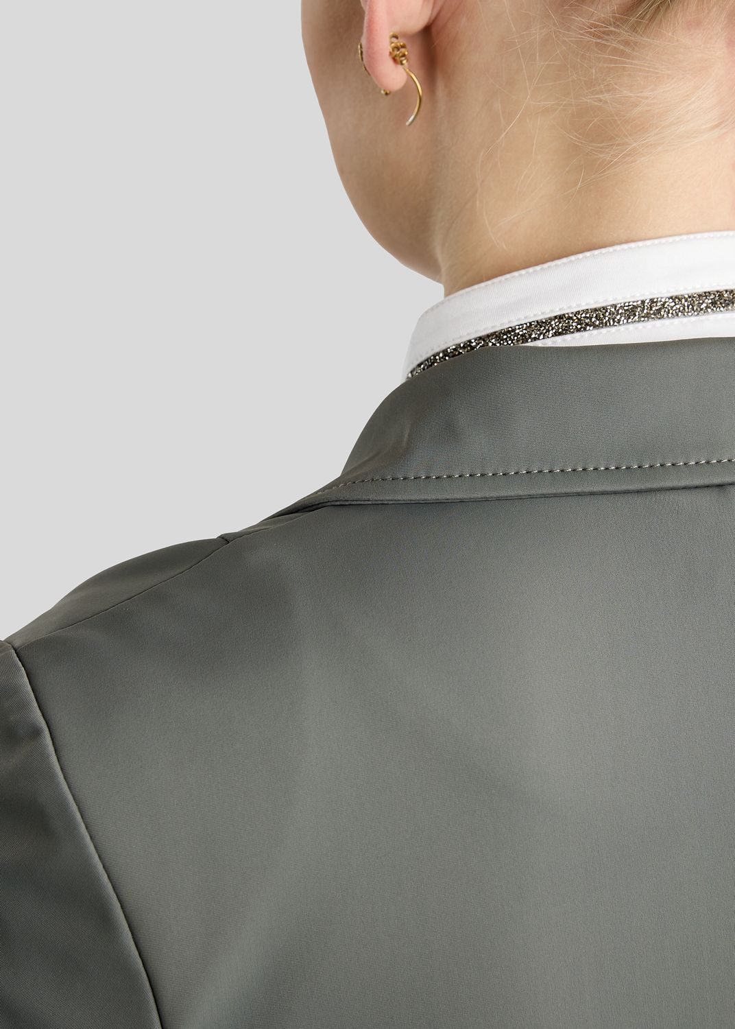 MoKylie Short Tailcoat w. Gun Metal Crystal Tape and Crystals - Grey 