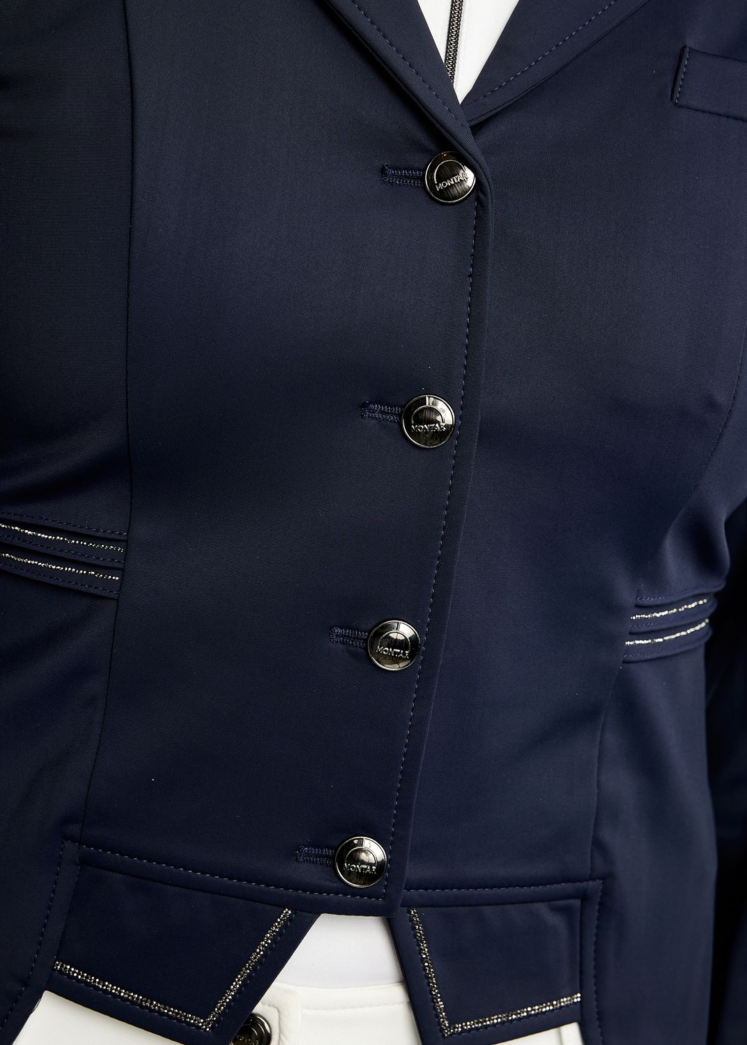 MoKylie Short Tailcoat w. Gun Metal Crystal Tape and Crystals - Navy 