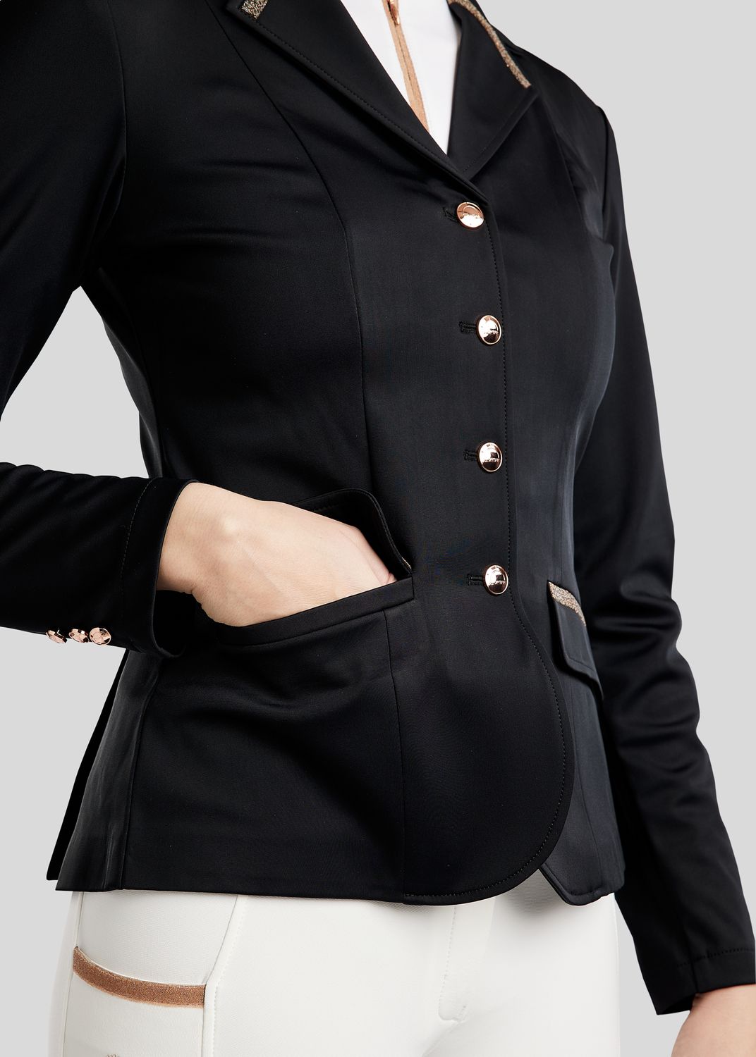 MoGlenda Softshell Competition Jacket w. Rosegold Caviar Tape - Black 
