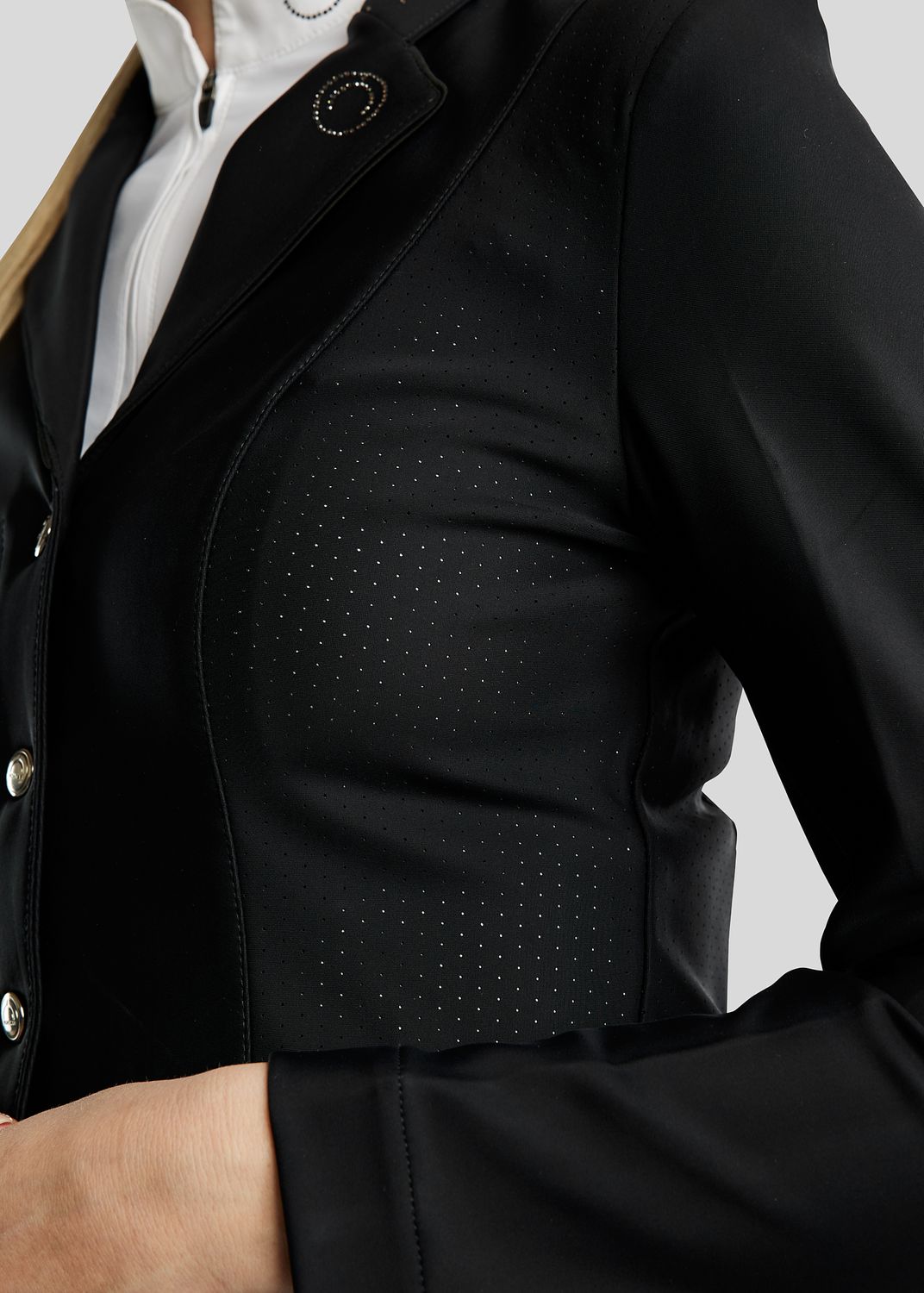 MoZida Softshell Competition Jacket w. Lasercut and Gun Metal Crystals - Black 