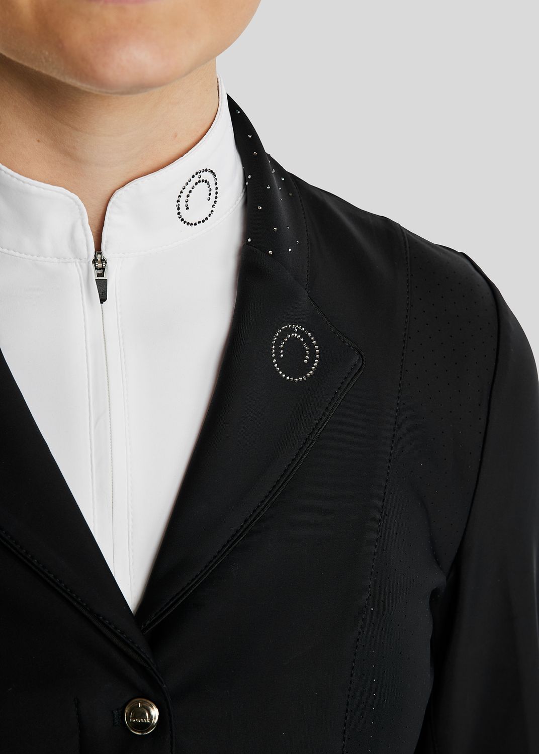 MoZida Softshell Competition Jacket w. Lasercut and Gun Metal Crystals - Black 