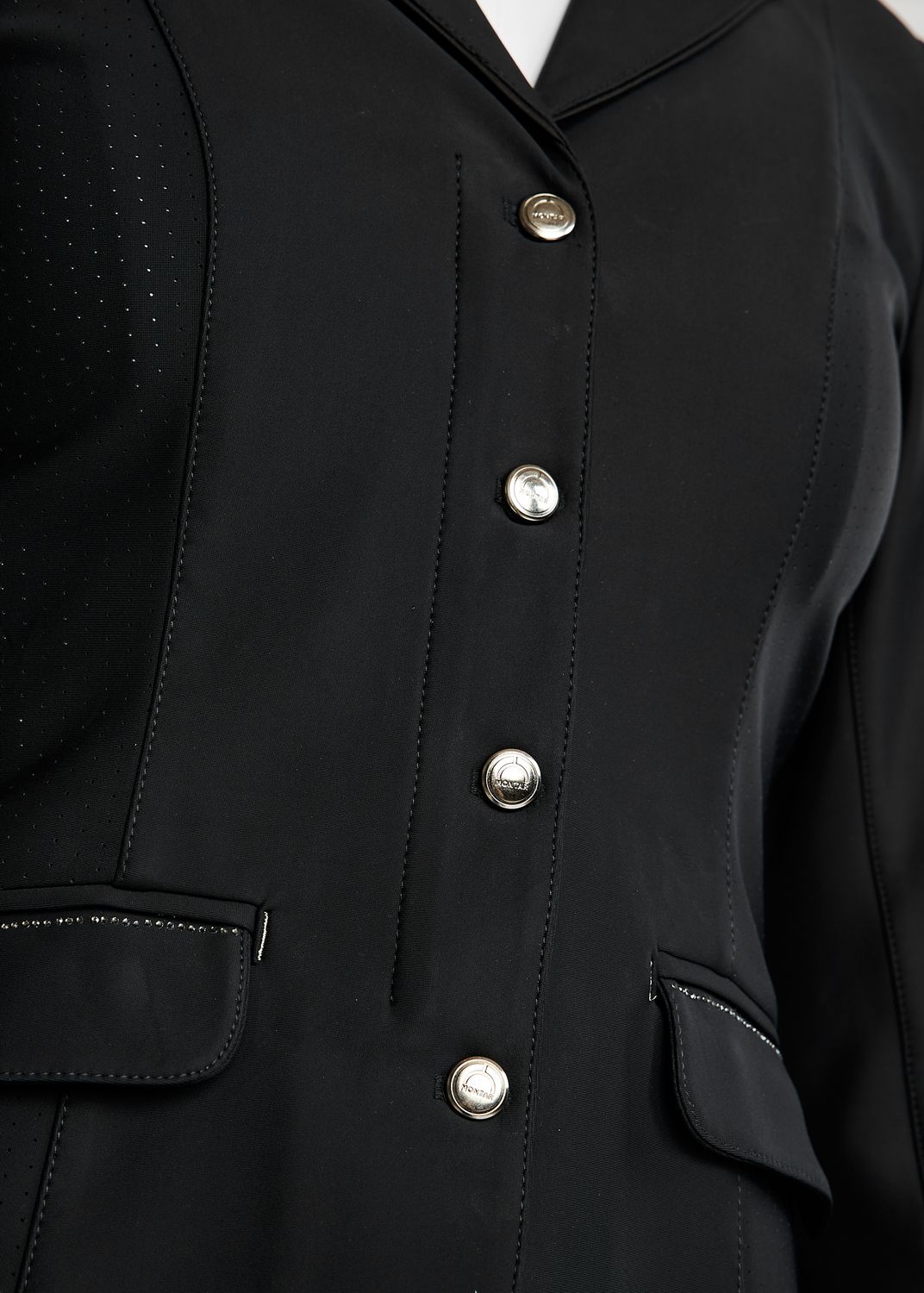 MoZida Softshell Competition Jacket w. Lasercut and Gun Metal Crystals - Black 