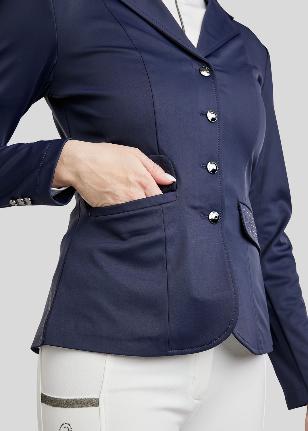 MoEmilia Softshell Competition Jacket w. Mixed Grey Crystals - Navy 