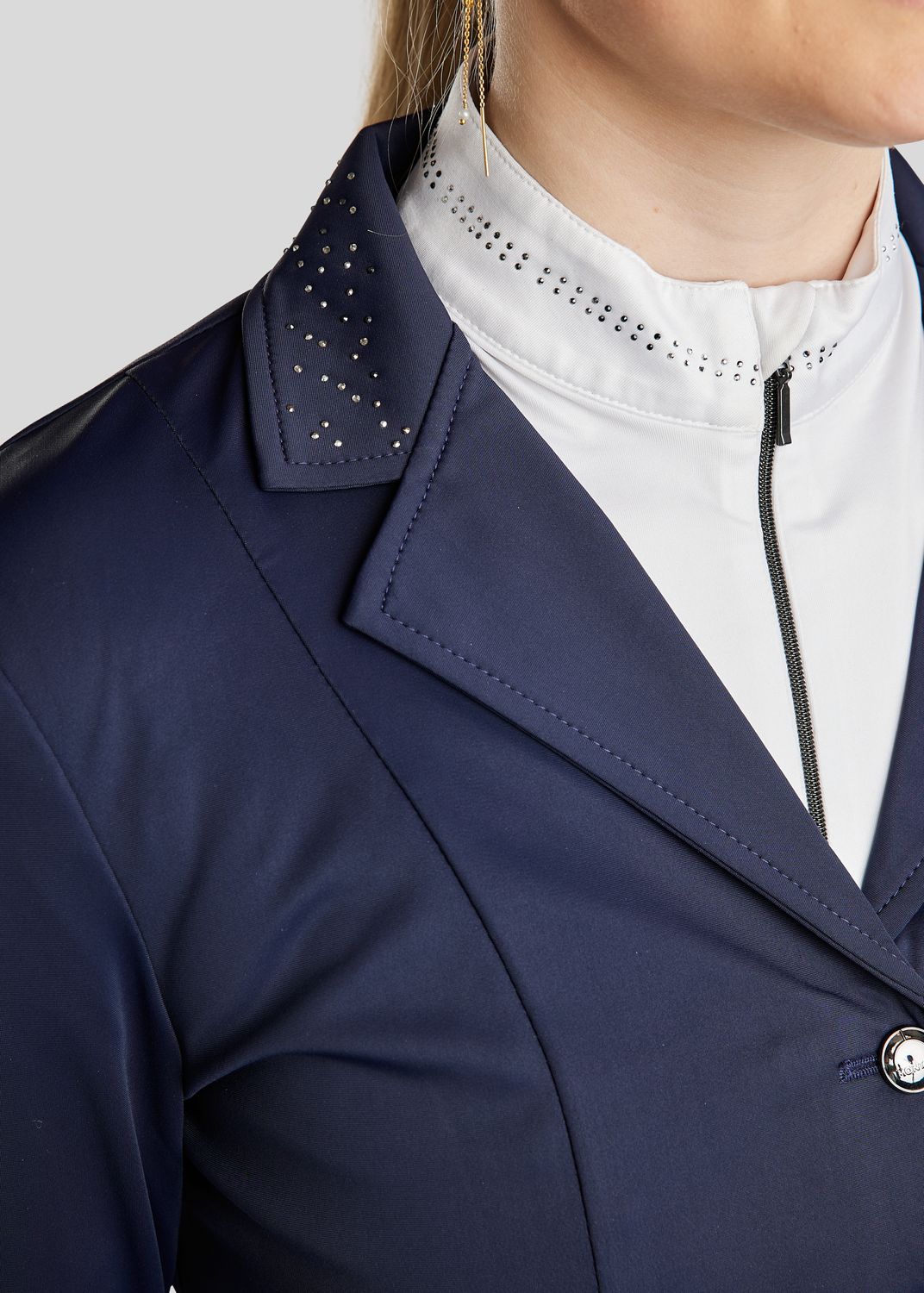 MoEmilia Softshell Competition Jacket w. Mixed Grey Crystals - Navy 