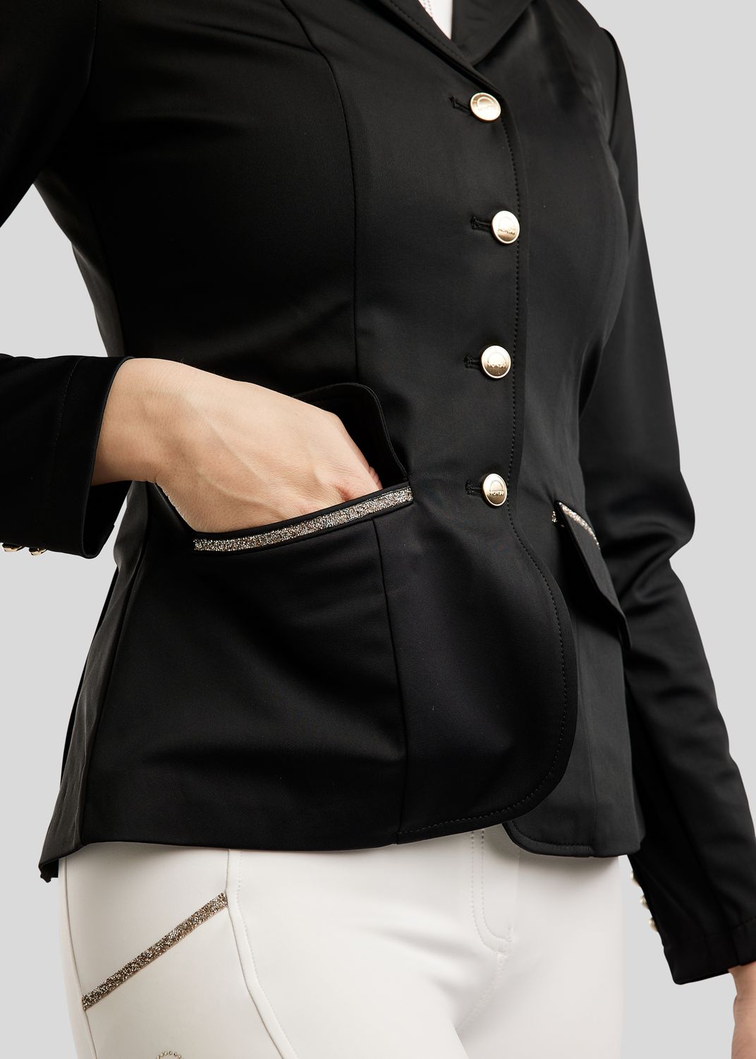 MoLila Competition Jacket w. Champagne Crystal Tape - Black