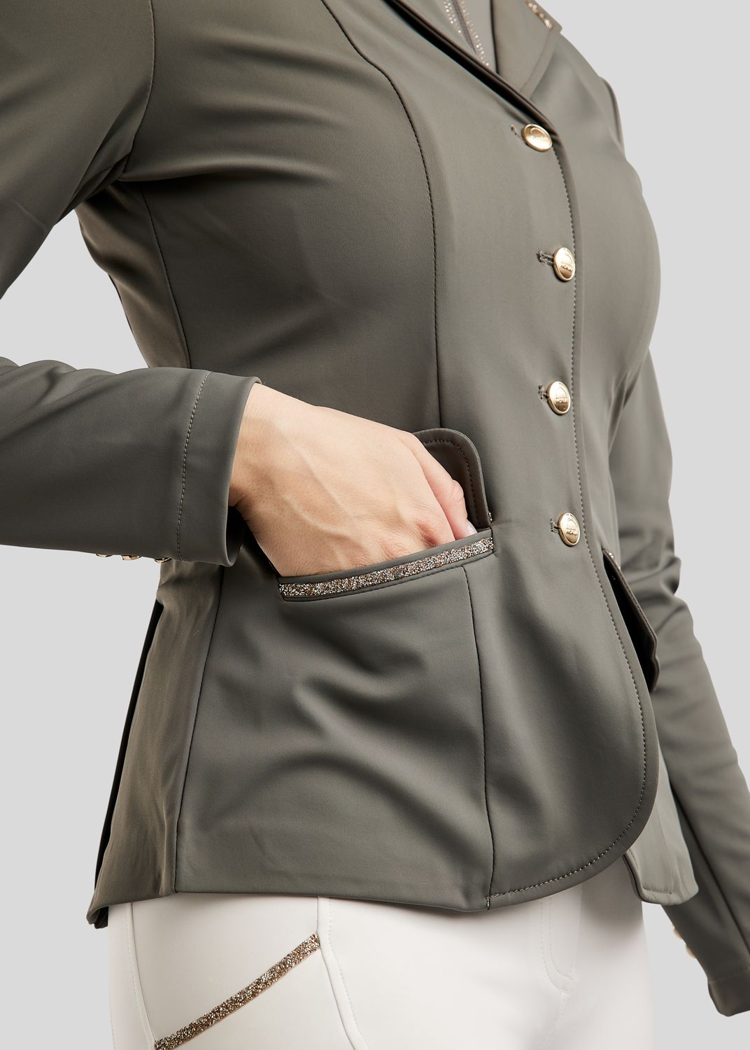 MoLila Competition Jacket w. Champagne Crystal Tape - Grey