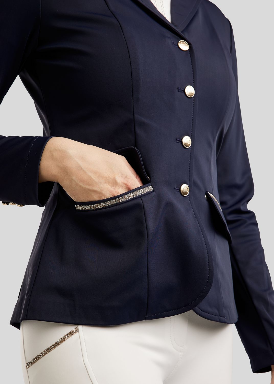 MoLila Competition Jacket w. Champagne Crystal Tape - Navy
