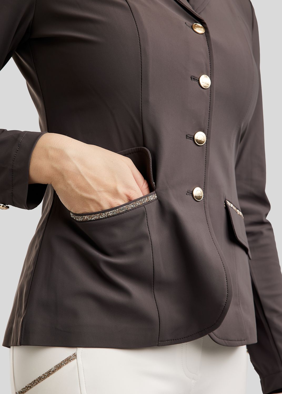 MoLila Competition Jacket w. Champagne Crystal Tape - Slate Grey