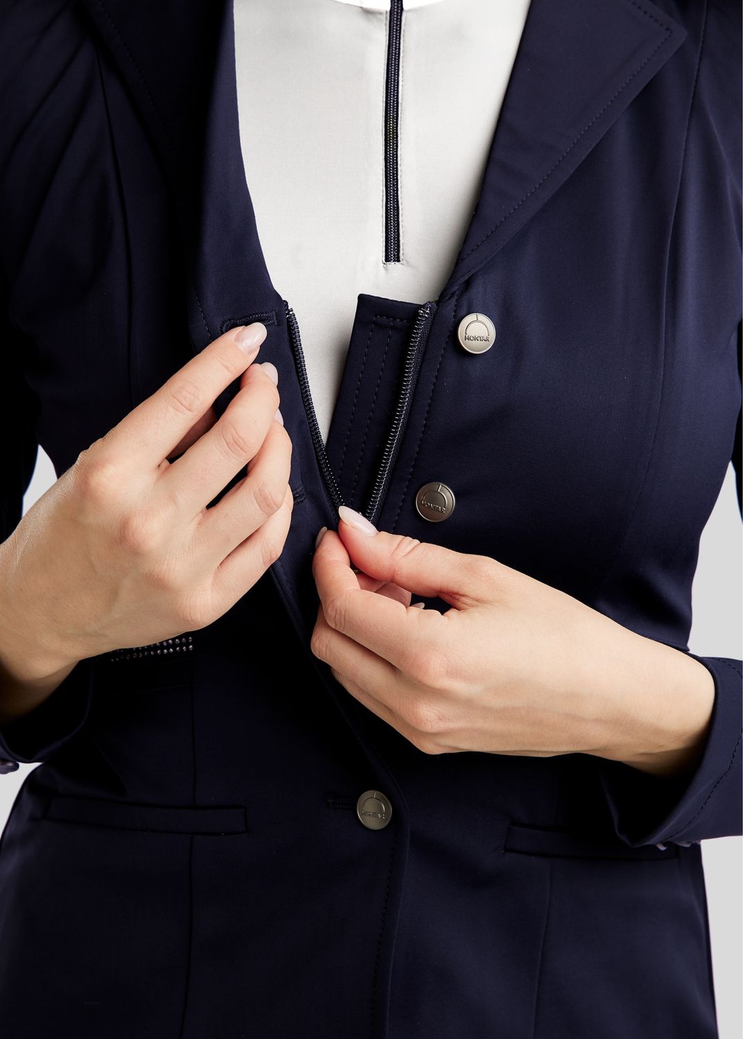 MoPearl Competition Jacket w. Pintucks and Gun Metal Crystals - Navy