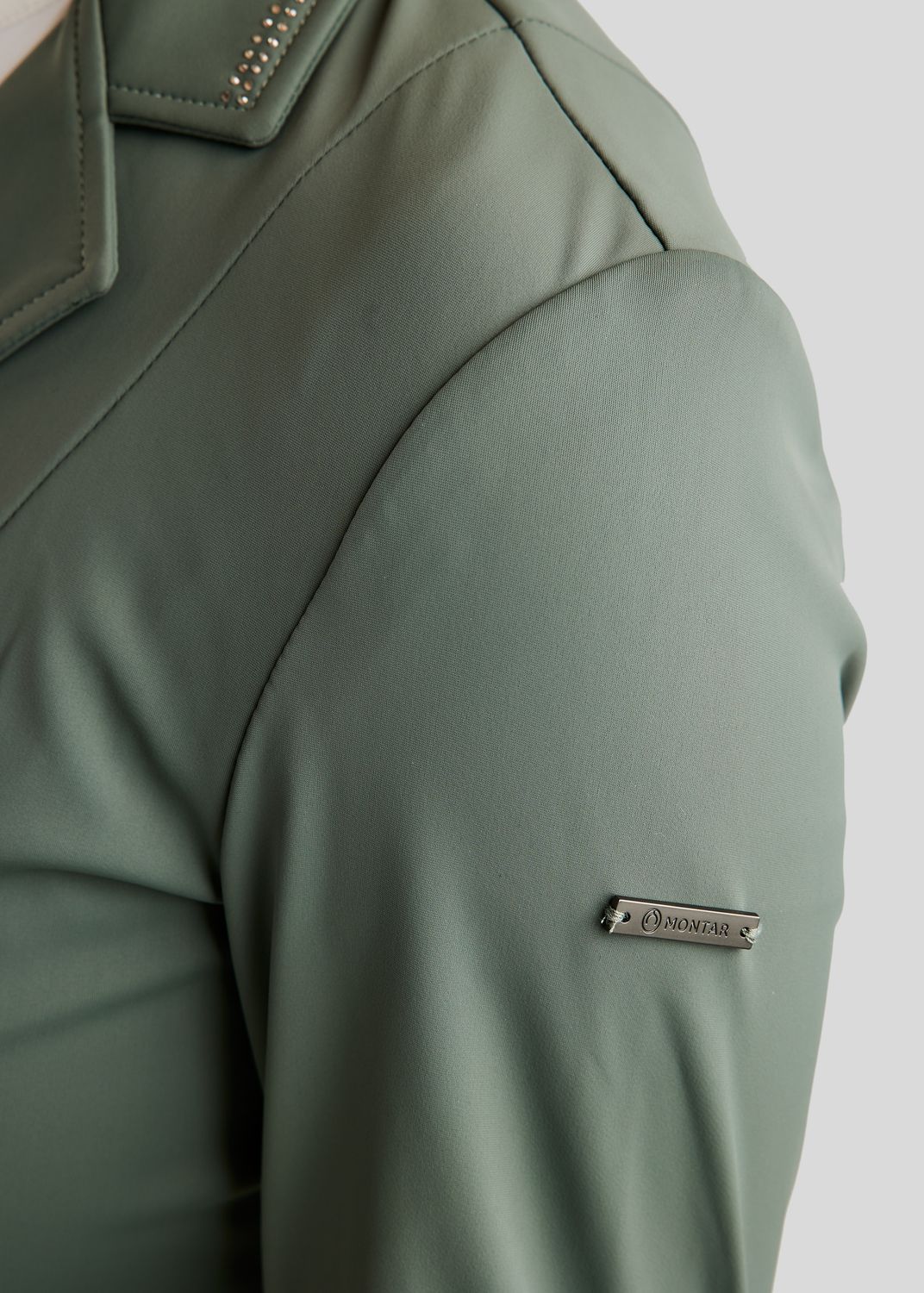 MoPearl Competition Jacket w. Pintucks and Gun Metal Crystals - Jade