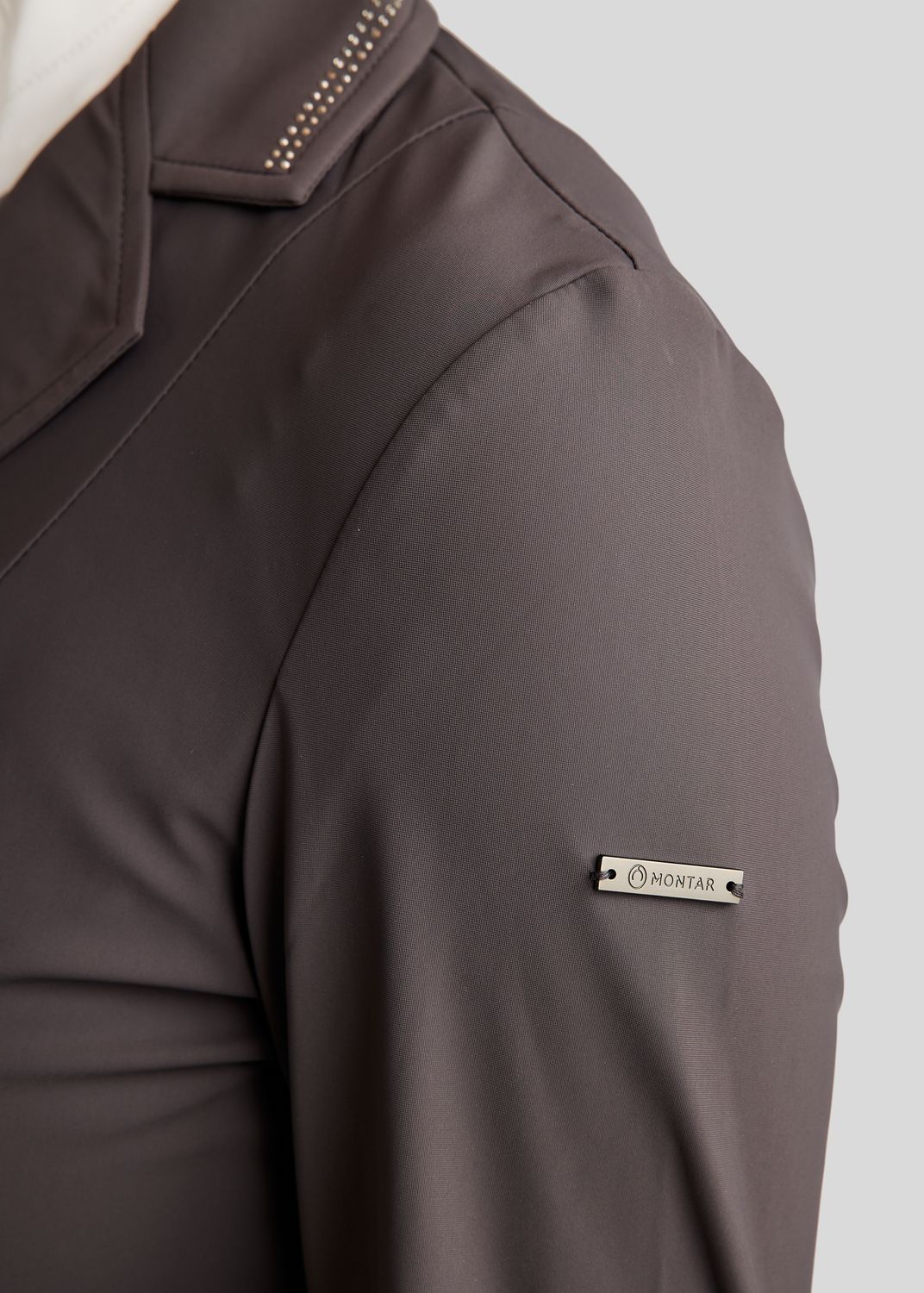 MoPearl Competition Jacket w. Pintucks and Gun Metal Crystals - Slate Grey