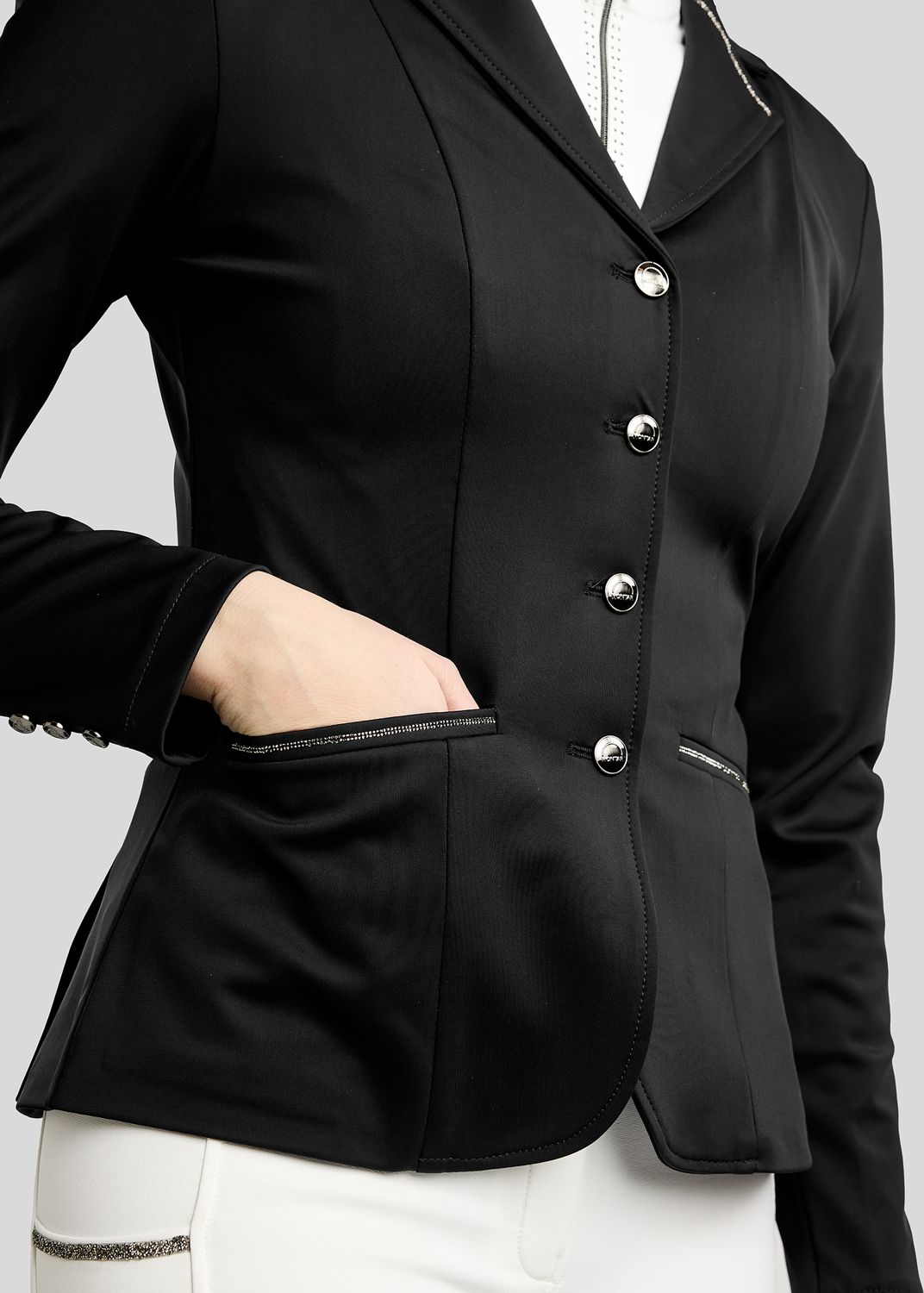 MoKira Softshell Competition Jacket w. Gun Metal Crystals - Black 
