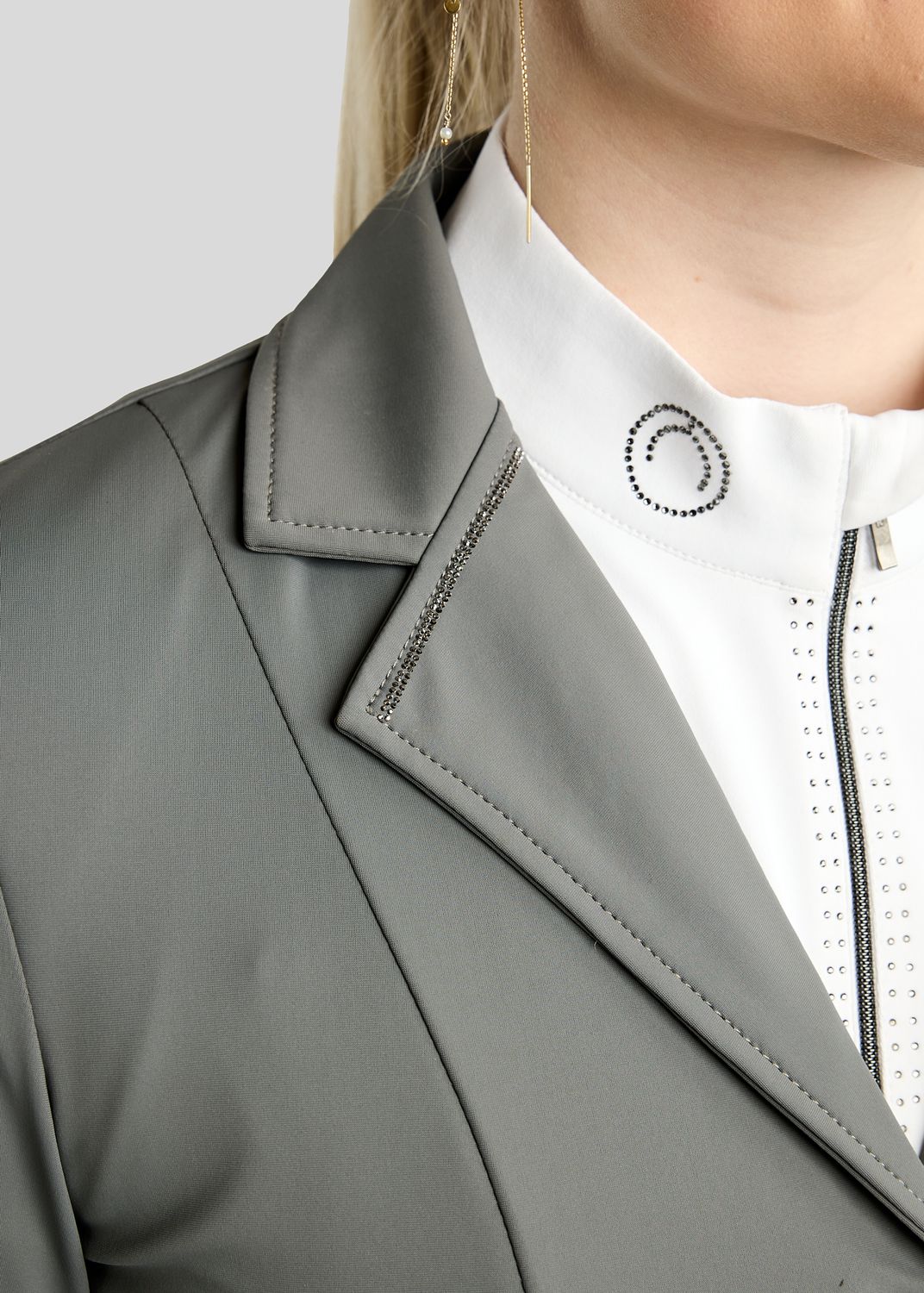 MoKira Softshell Competition Jacket w. Gun Metal Crystals - Grey 