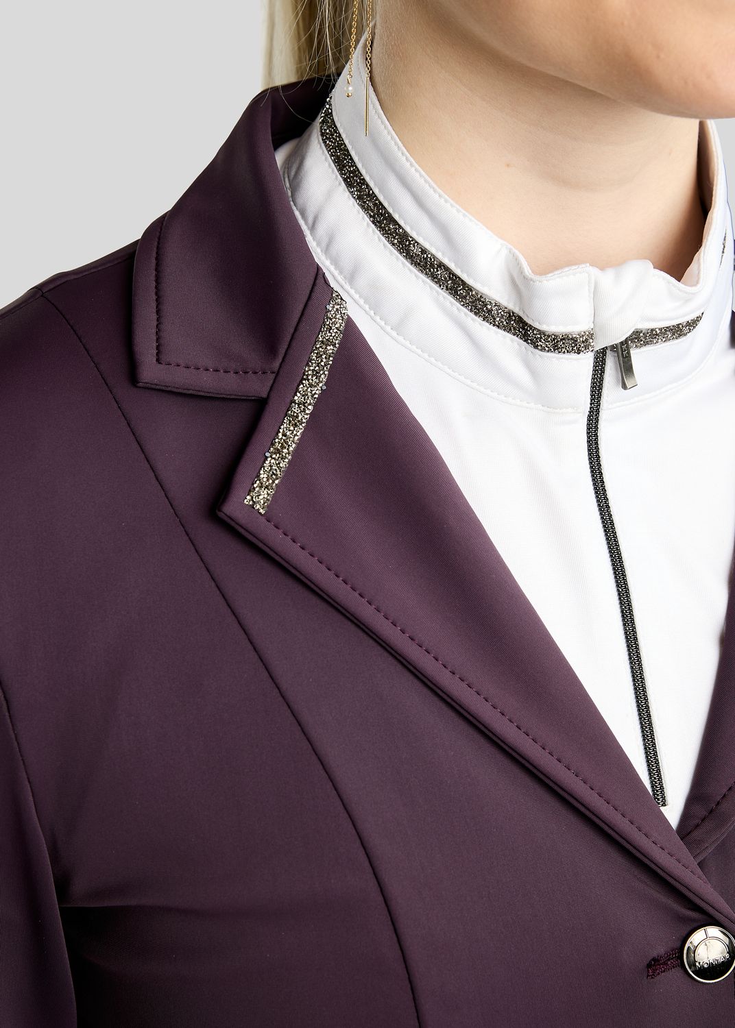 MoKelly Softshell Competition Jacket w. Gun Metal Crystal Tape and Crystals - Fig 
