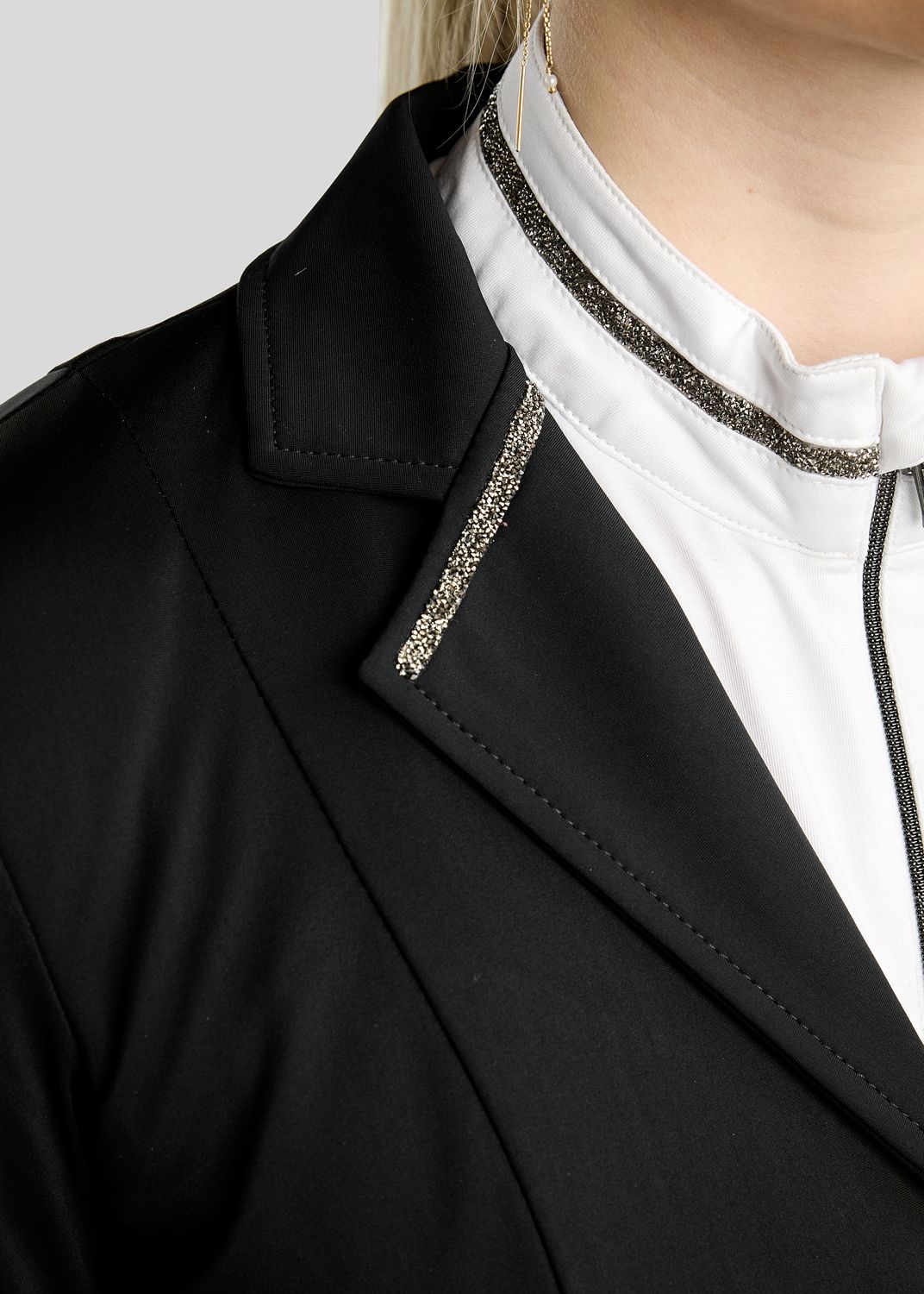 MoKelly Softshell Competition Jacket w. Gun Metal Crystal Tape and Crystals - Black 