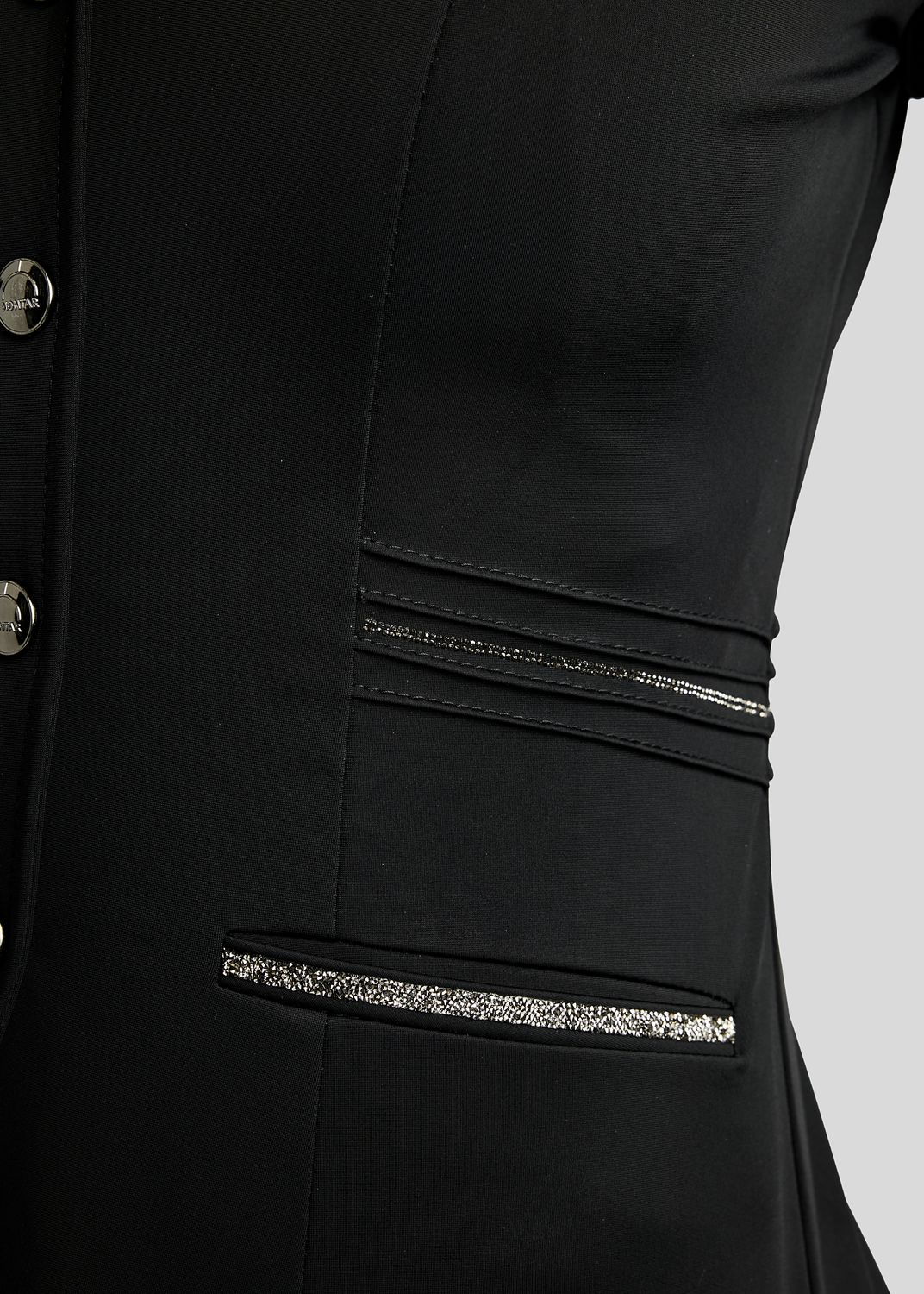 MoKelly Softshell Competition Jacket w. Gun Metal Crystal Tape and Crystals - Black 