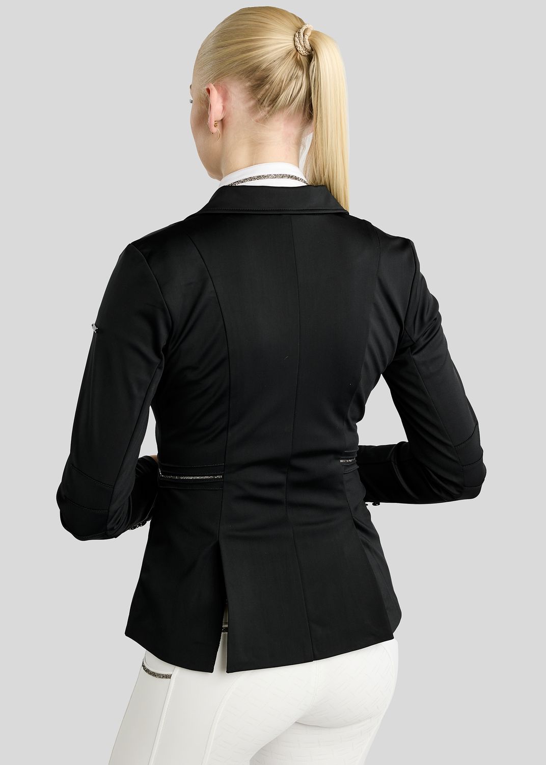 MoKelly Softshell Competition Jacket w. Gun Metal Crystal Tape and Crystals - Black 