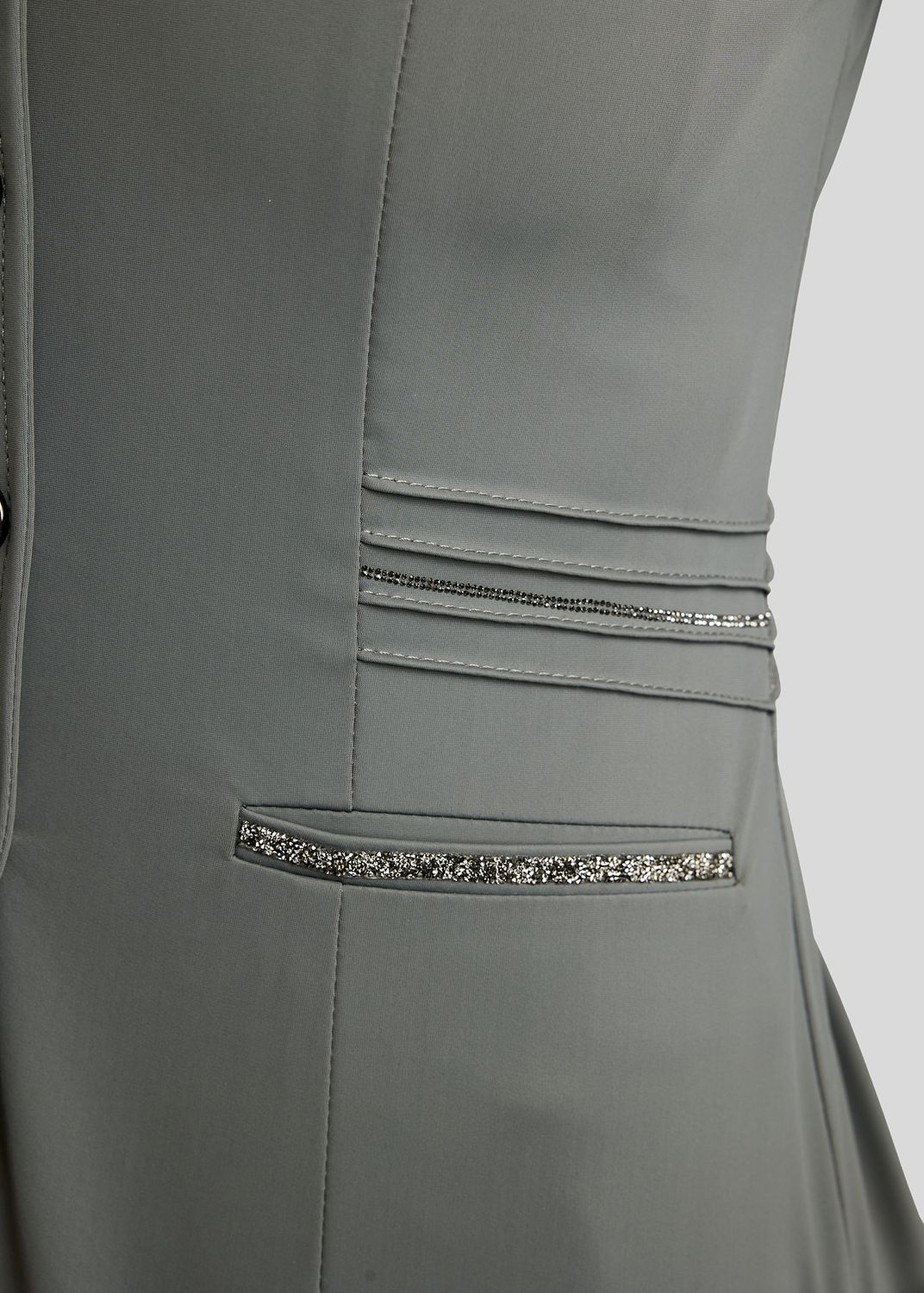 MoKelly Softshell Competition Jacket w. Gun Metal Crystal Tape and Crystals - Grey 