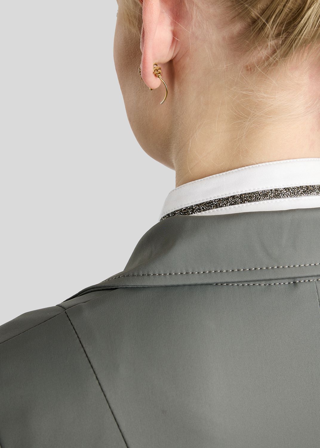 MoKelly Softshell Competition Jacket w. Gun Metal Crystal Tape and Crystals - Grey 