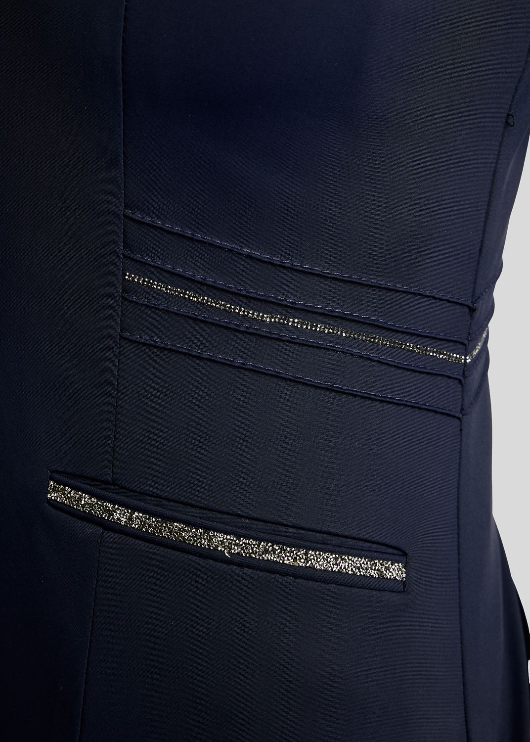 MoKelly Softshell Competition Jacket w. Gun Metal Crystal Tape and Crystals - Navy 