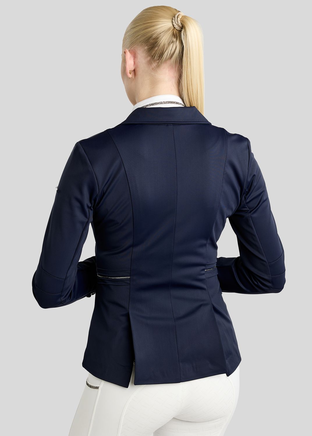 MoKelly Softshell Competition Jacket w. Gun Metal Crystal Tape and Crystals - Navy 
